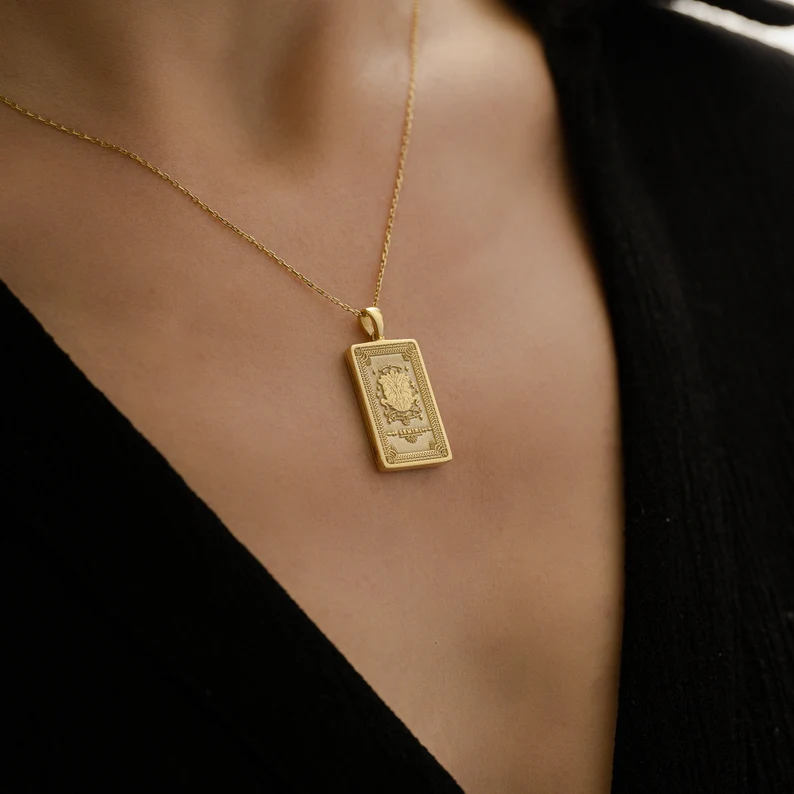 Collana di carte tarocchi astrologia a doppia faccia per coppia Gemelli - Ciondolo del segno zodiacale - Gioielli astrologici - Regalo di compleanno - Regalo per i propri cari (unisex)