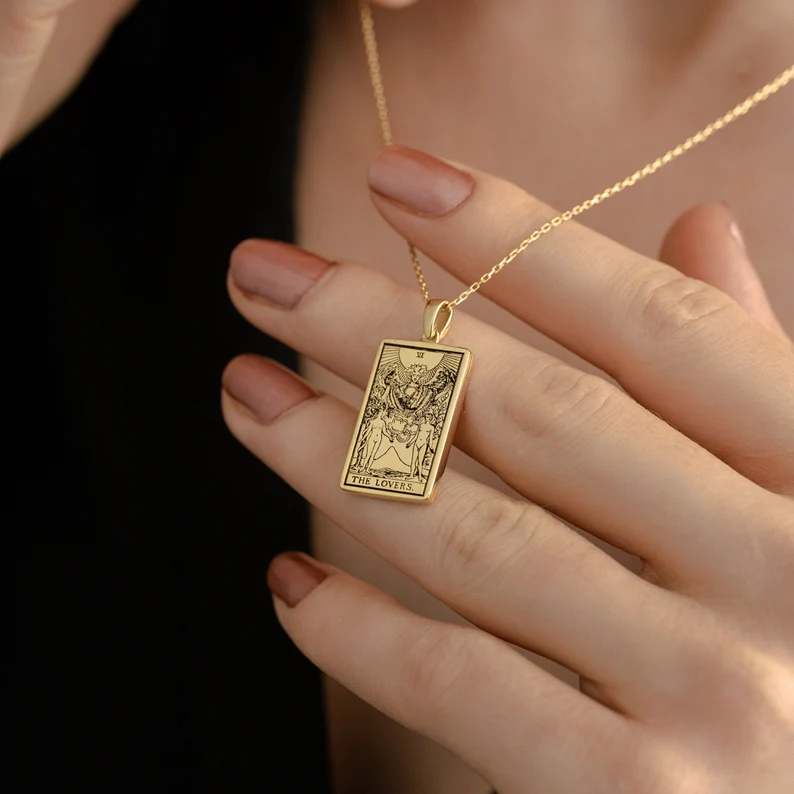 Collana di carte tarocchi astrologia a doppia faccia per coppia Gemelli - Ciondolo del segno zodiacale - Gioielli astrologici - Regalo di compleanno - Regalo per i propri cari (unisex)