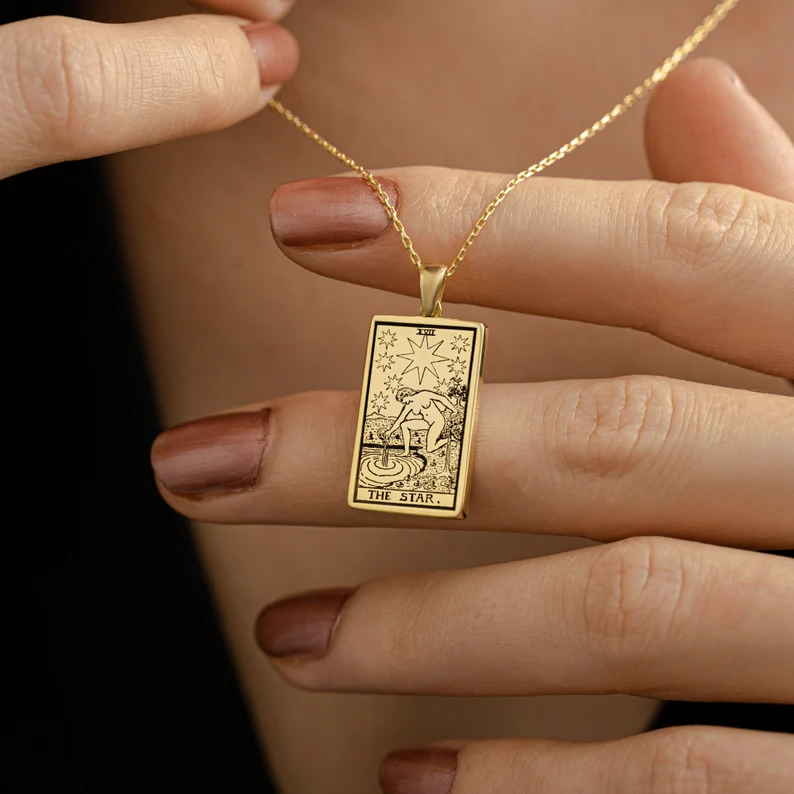 Collana con dodici carte dei tarocchi dello zodiaco, stella dell'Acquario a doppia faccia - ciondolo costellazione squisito - gioielli astrologici - regalo squisito (adatto a uomini e donne)