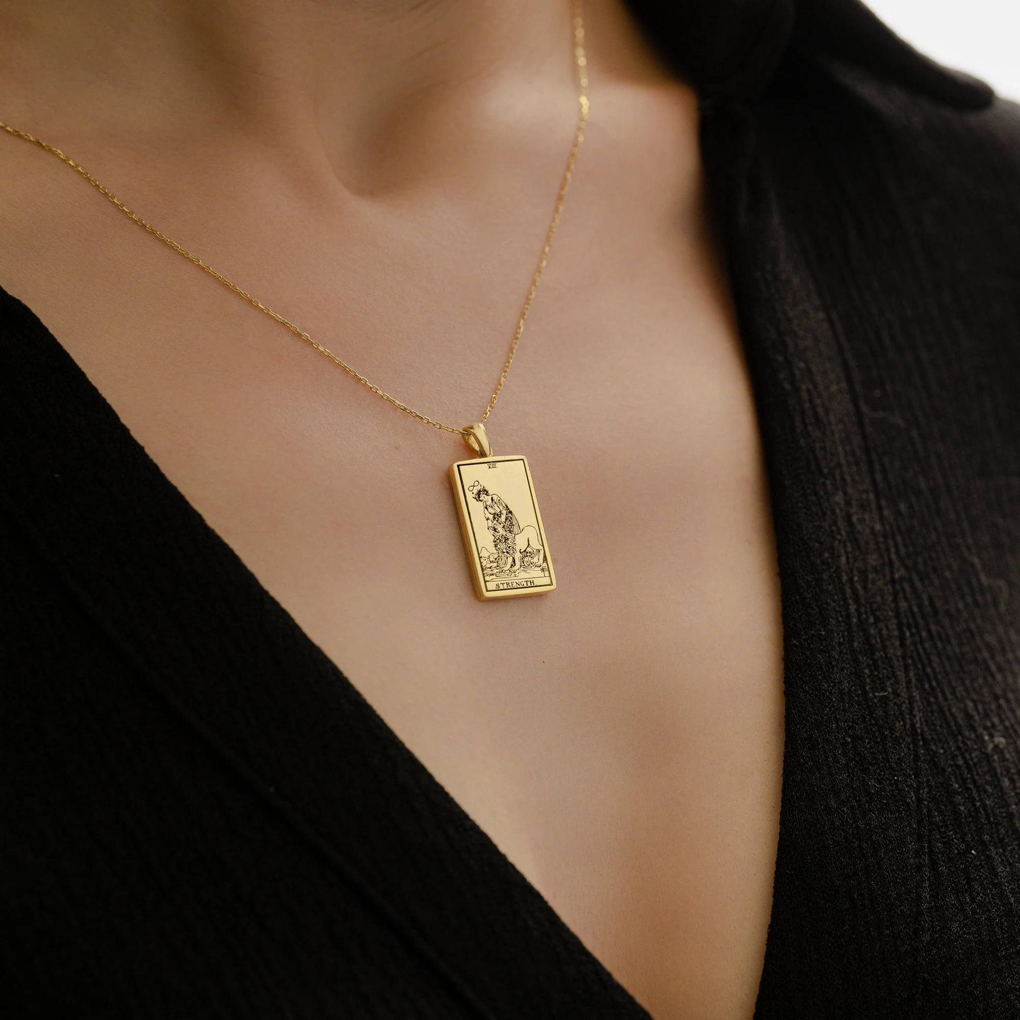 Collana con tarocchi zodiacali a doppia faccia Potere Leone Squisito ciondolo zodiacale - Gioielli astrologici - Regalo di compleanno