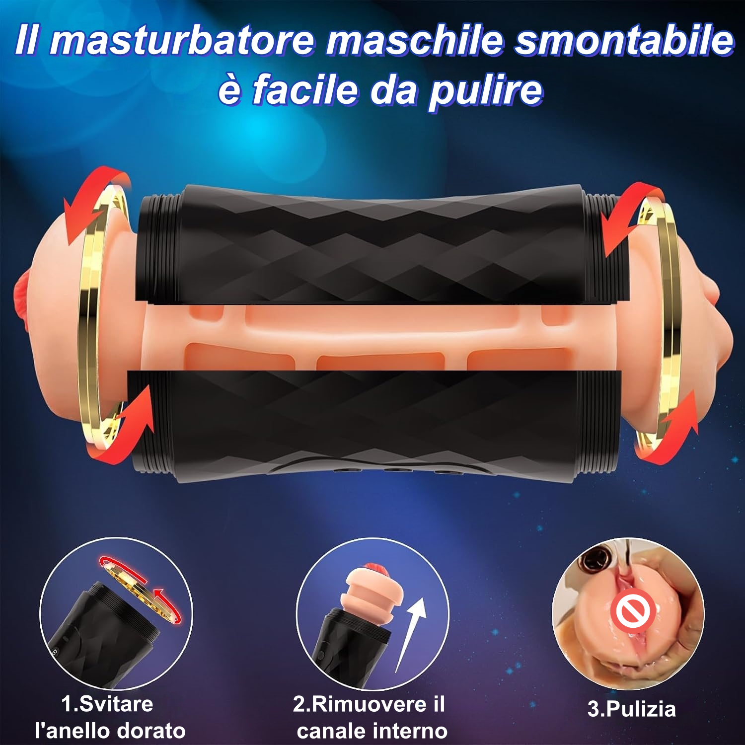 Masturbatore maschile 2 in 1 con 10 modalità di vibrazione – Giocattolo sessuale automatico ed ergonomico per uomo