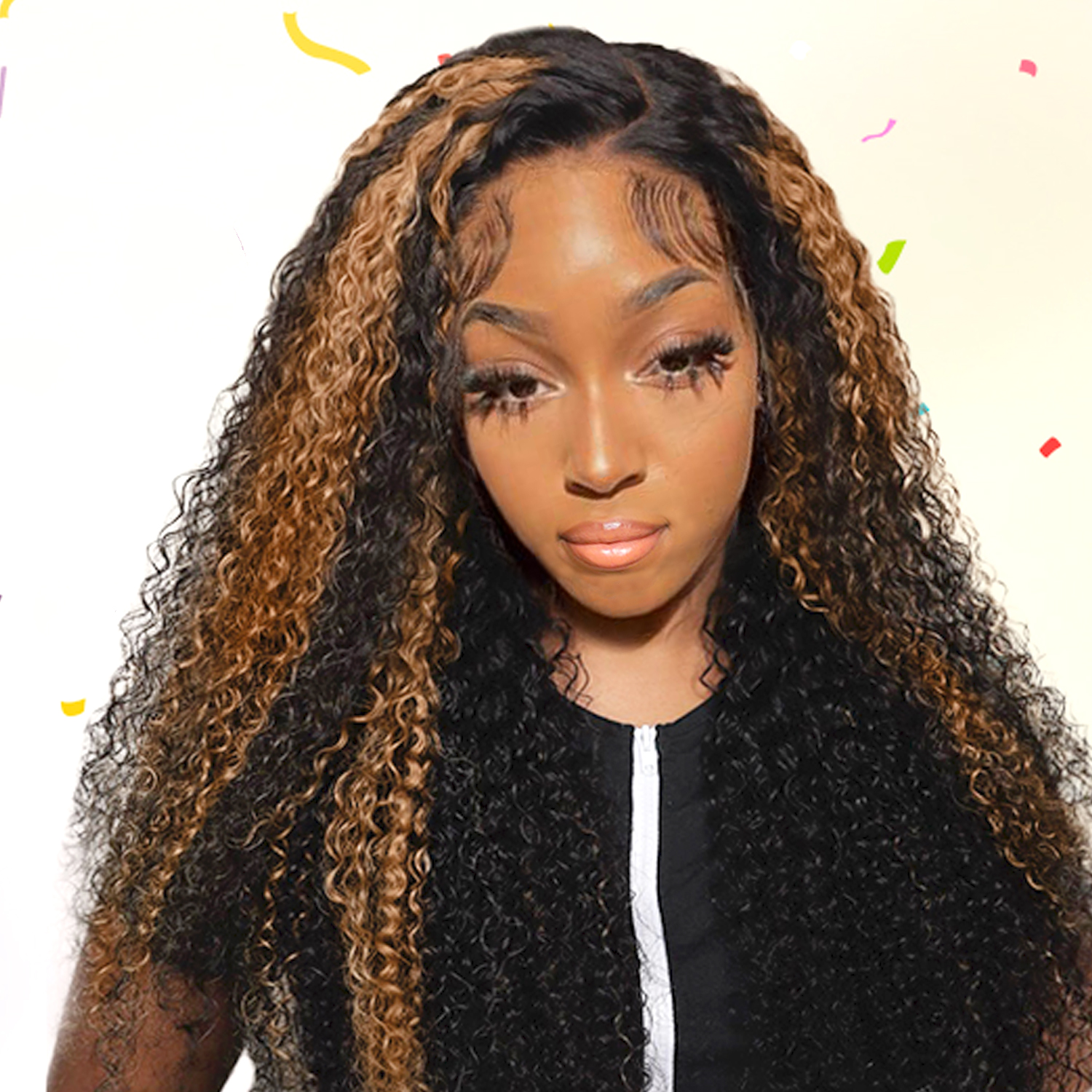 YMS Highlight Ombre Lace Front Wig Human Hair Deep Wave 1B/30 Black Brown Lace Front Wigs Pre Plucked With Baby Hair