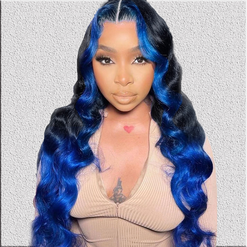 YMS Ombre Blue Lace Front Wigs Human Hair Human Hair Wigs for Women Glueless Wigs Human Hair Pre Plucked