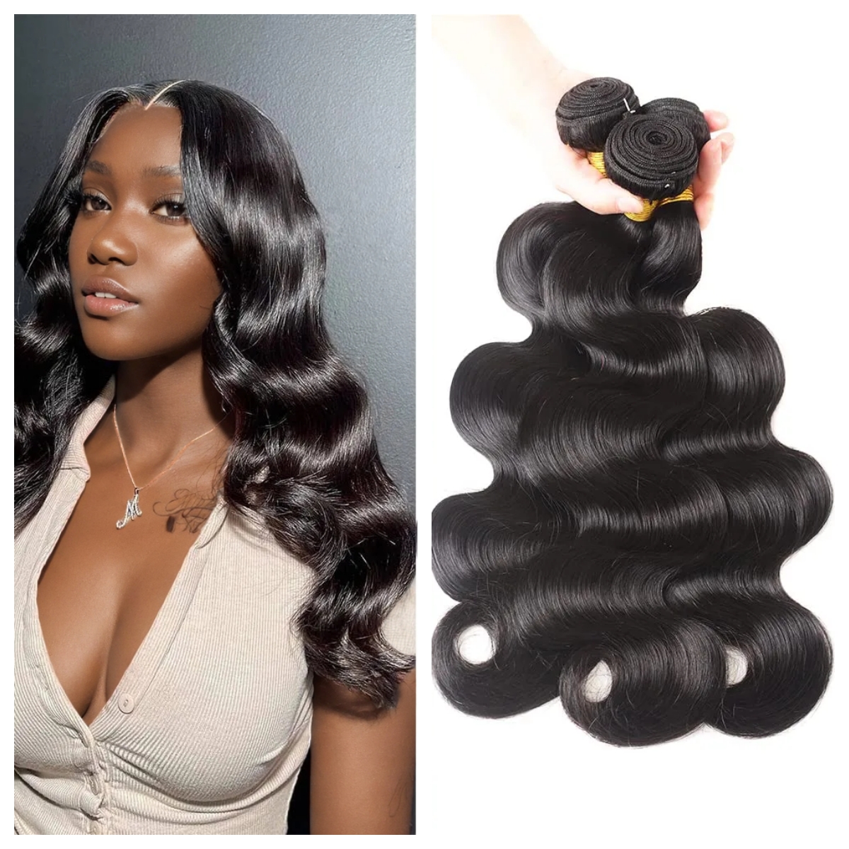 YMS 12A Human Hair Bundles Body Wave 3 Bundles Human Hair 100% Unprocessed Hair Weave Body Wave Human Hair Extensions Natural Color