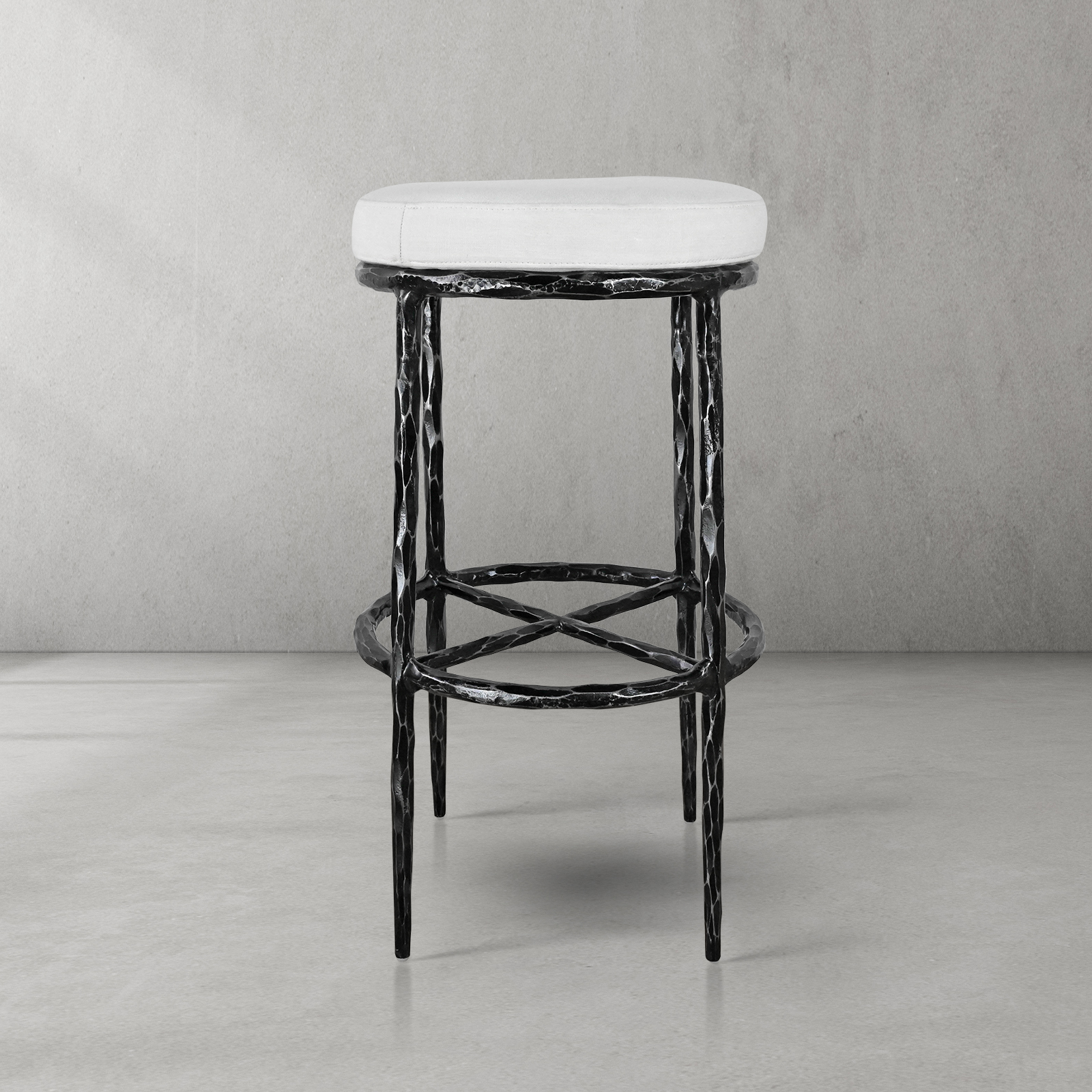 Thaddeus Backless Fabric Swivel Stool