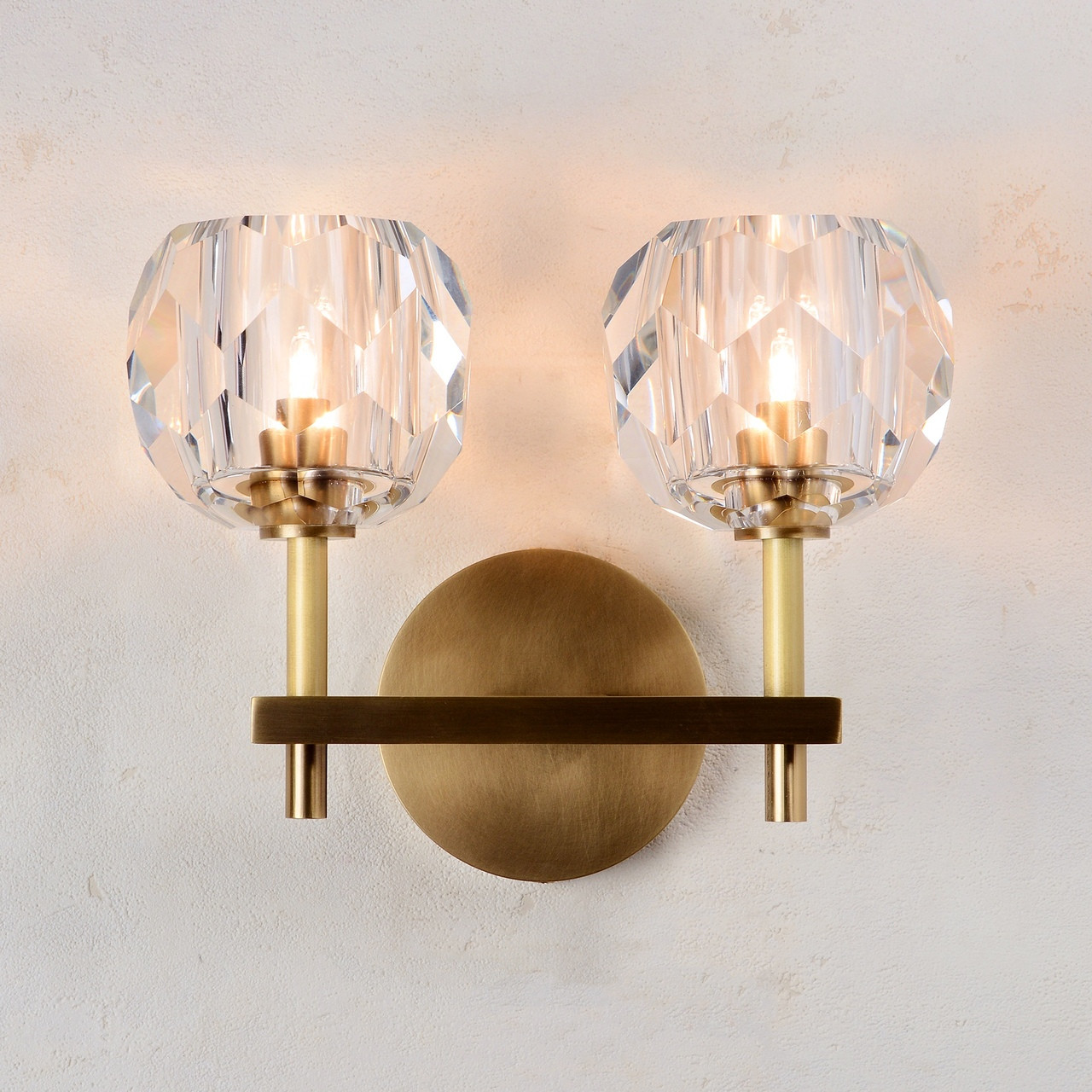 Ball Crystal Sconce 2 Lights Brass & Bronze