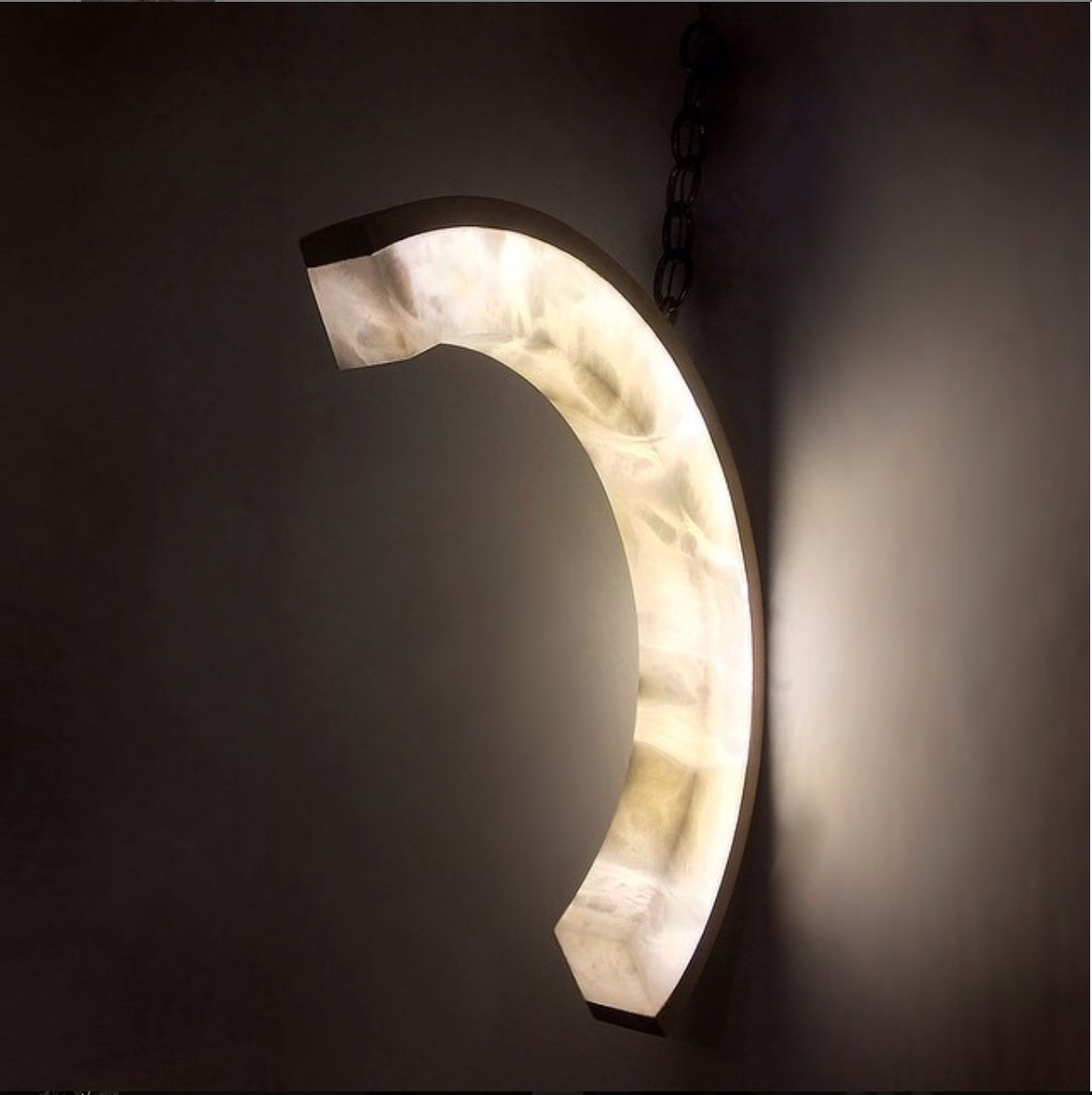 Elegant C-Shaped Alabaster Wall Light, Illuminating Beauty and Style
