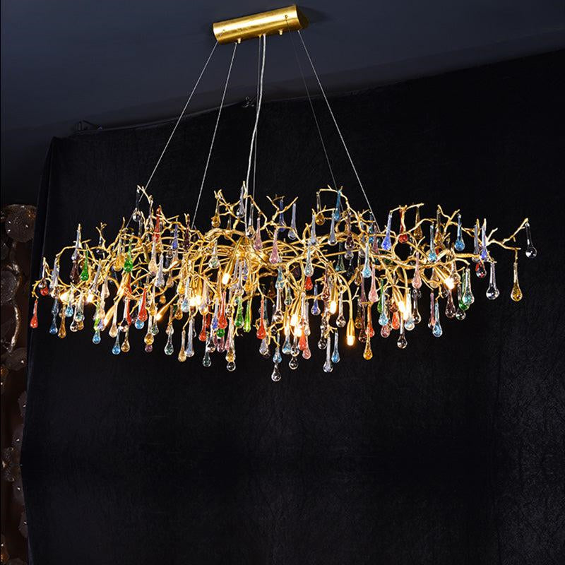 Melody Modern Linear Colorful Crystal Branch Chandelier