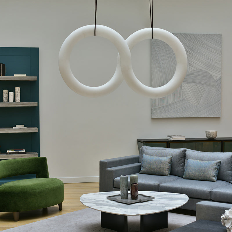 Oslo Infinity Symmetrical Alabaster Chandelier Light For Living Room