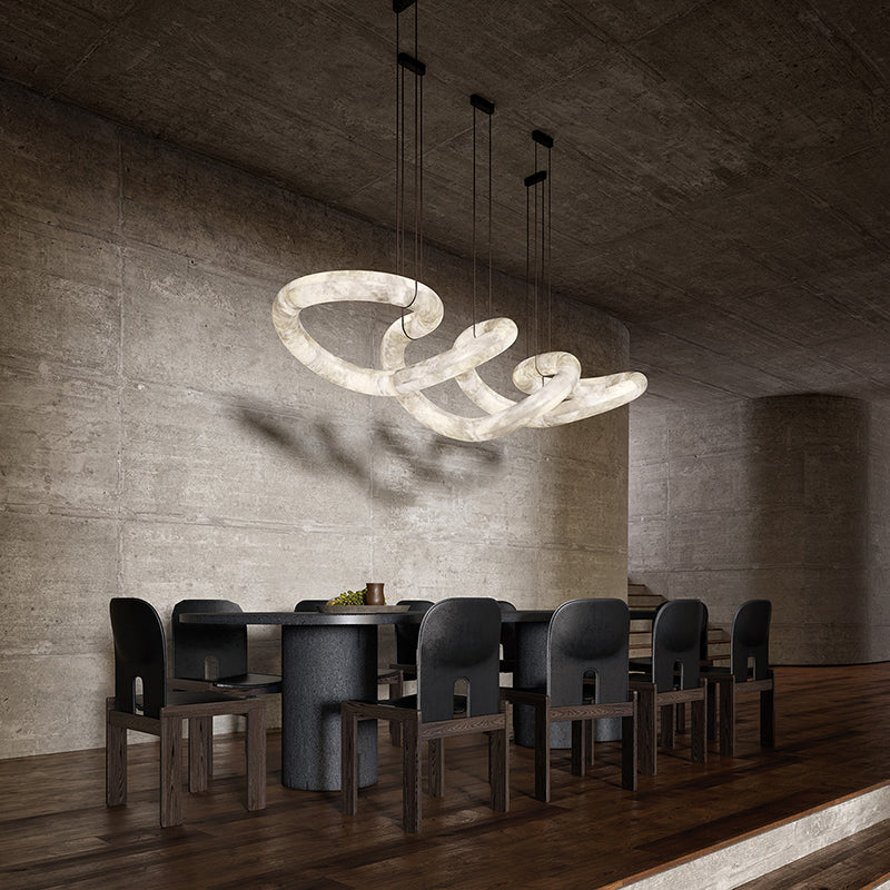 Oslo Designer Inspired Double Loop Symmetrical Alabaster Chandelier Light