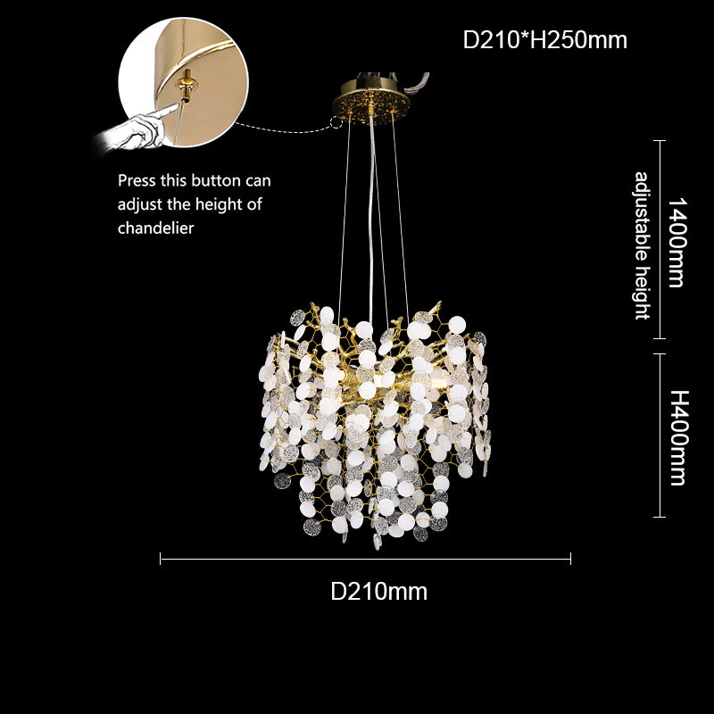 Flavia Modern Gold Blossom Crystal Round Branch Pendant Light