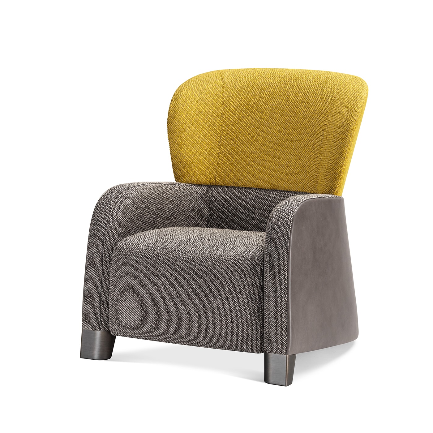 BUCKET YELLOW/GRAY ARMCHAIR WITH TALL HEADREST BY E. GIOVANNONI