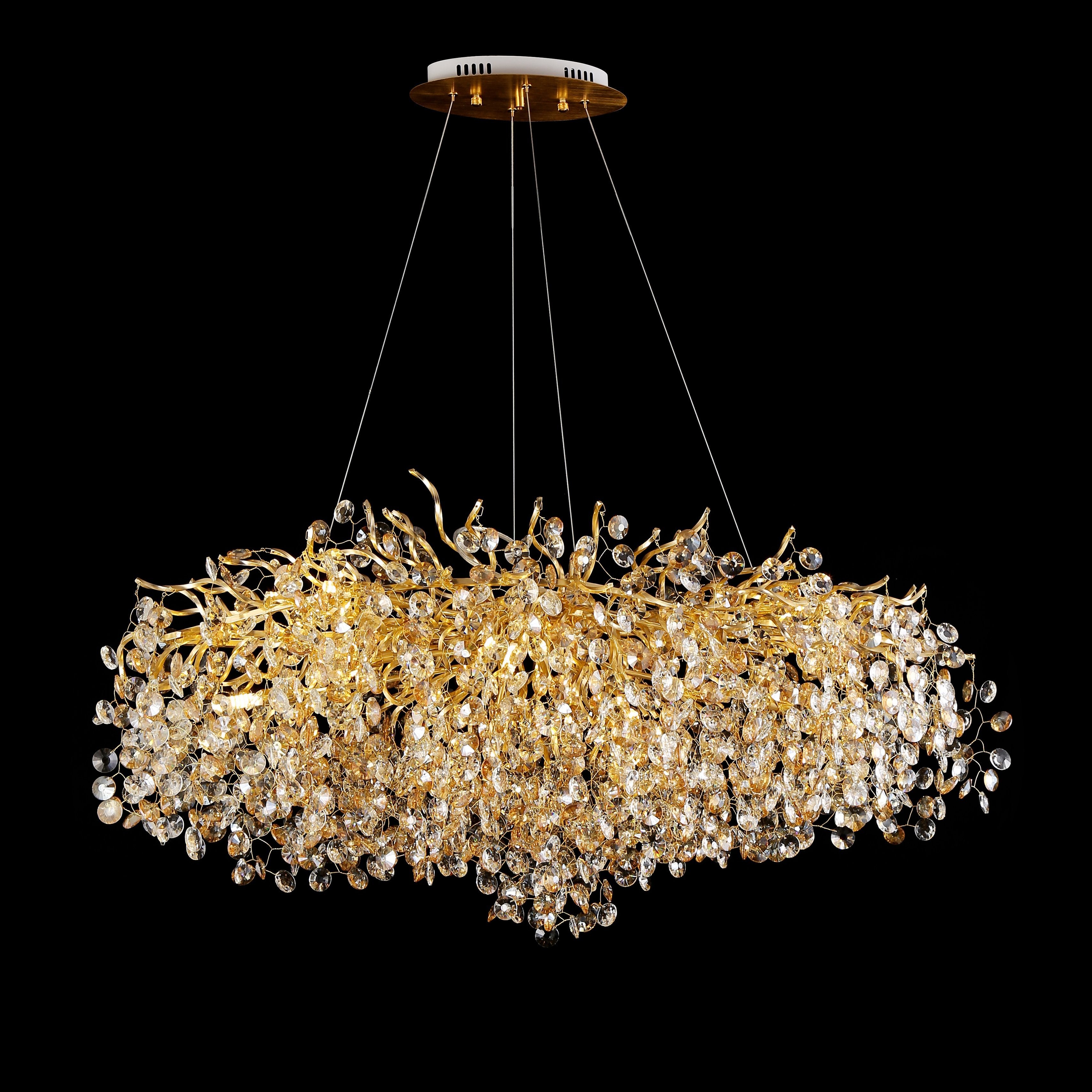 Crystal Quartet Oval Branch Penny Chandelier