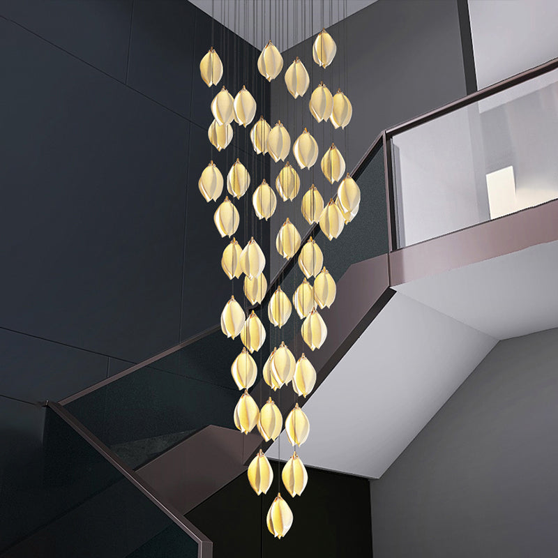 Ceramic Petal Stairwell Chandelier Light