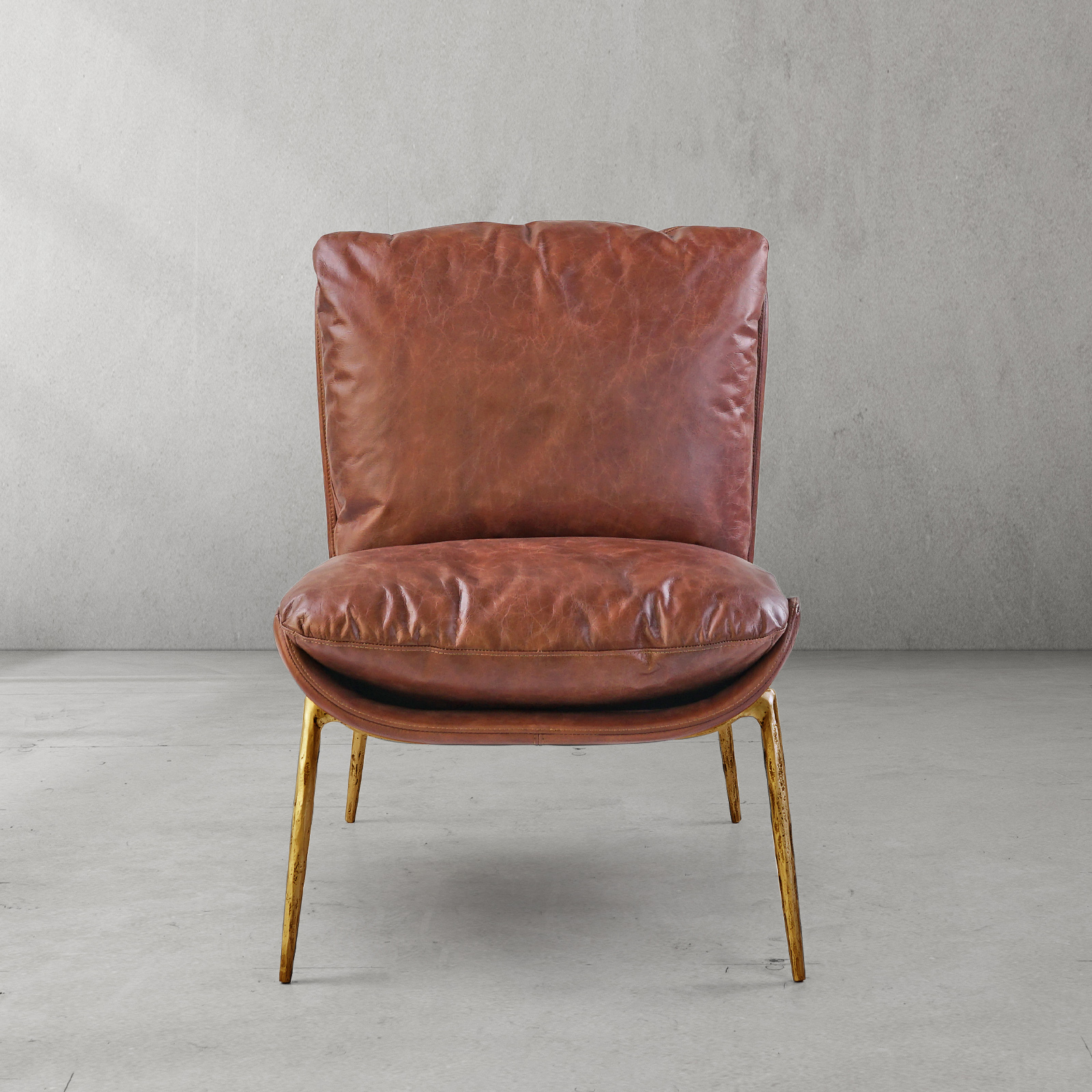 Thaddeus Vintage Leather Armrest Lounge Chair