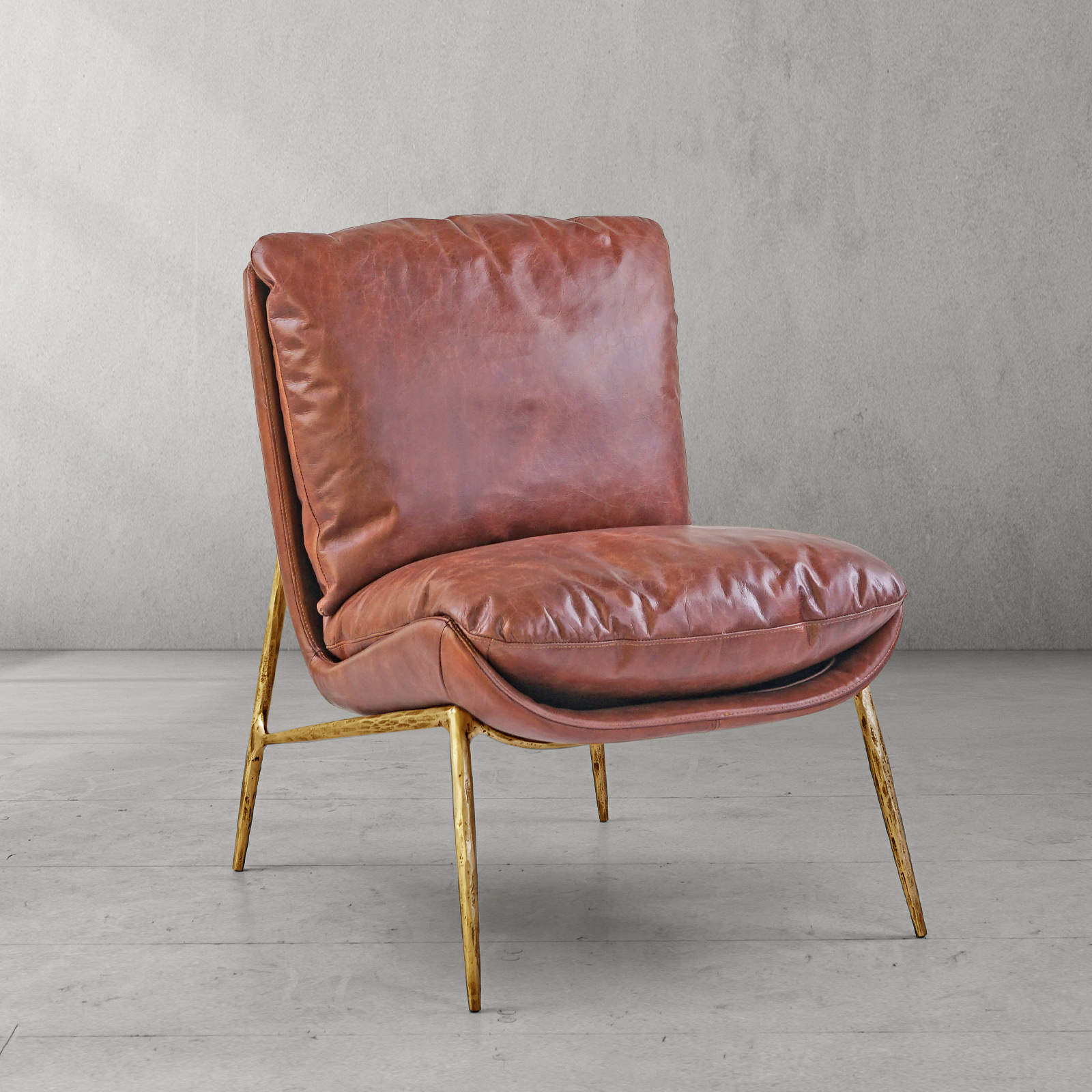 Thaddeus Vintage Leather Armrest Lounge Chair