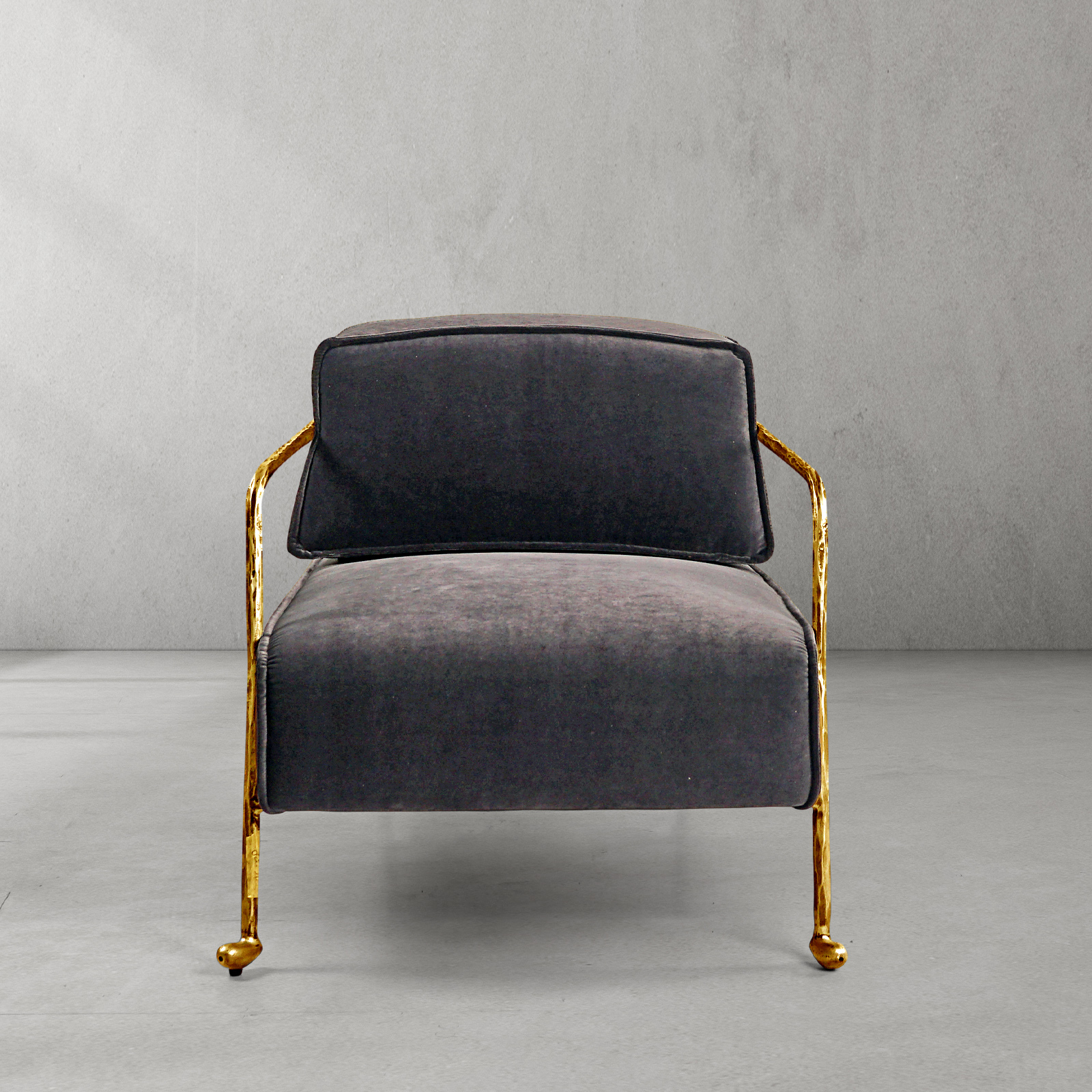 Thaddeus Gray Velvet Armchair 