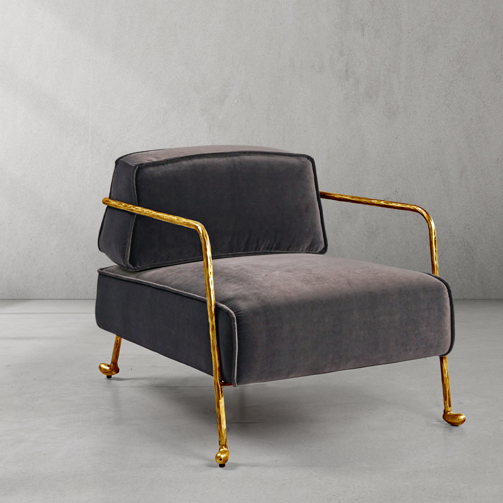 Thaddeus Gray Velvet Armchair 