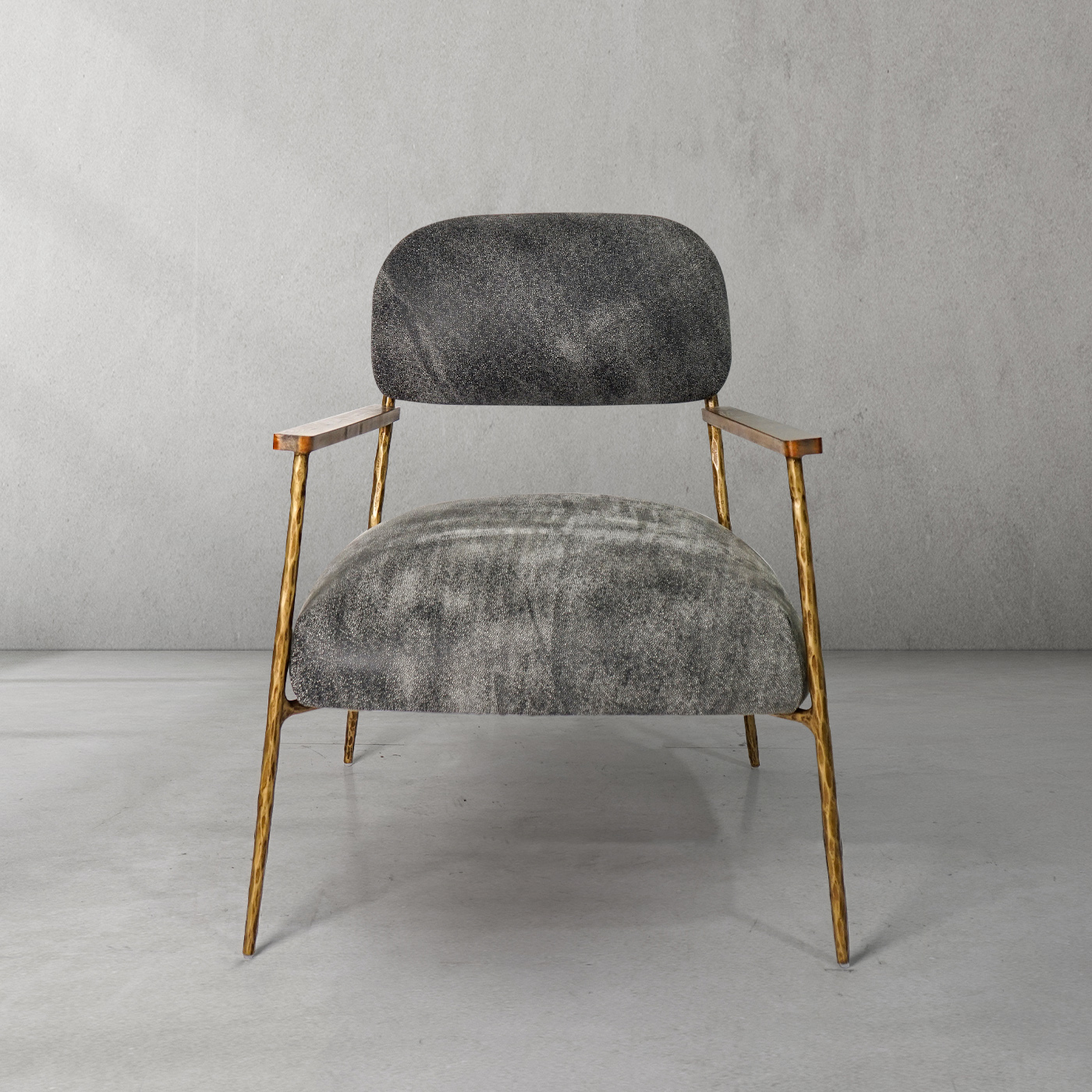 Thaddeus Grey Pearl Grain Leather Armchair