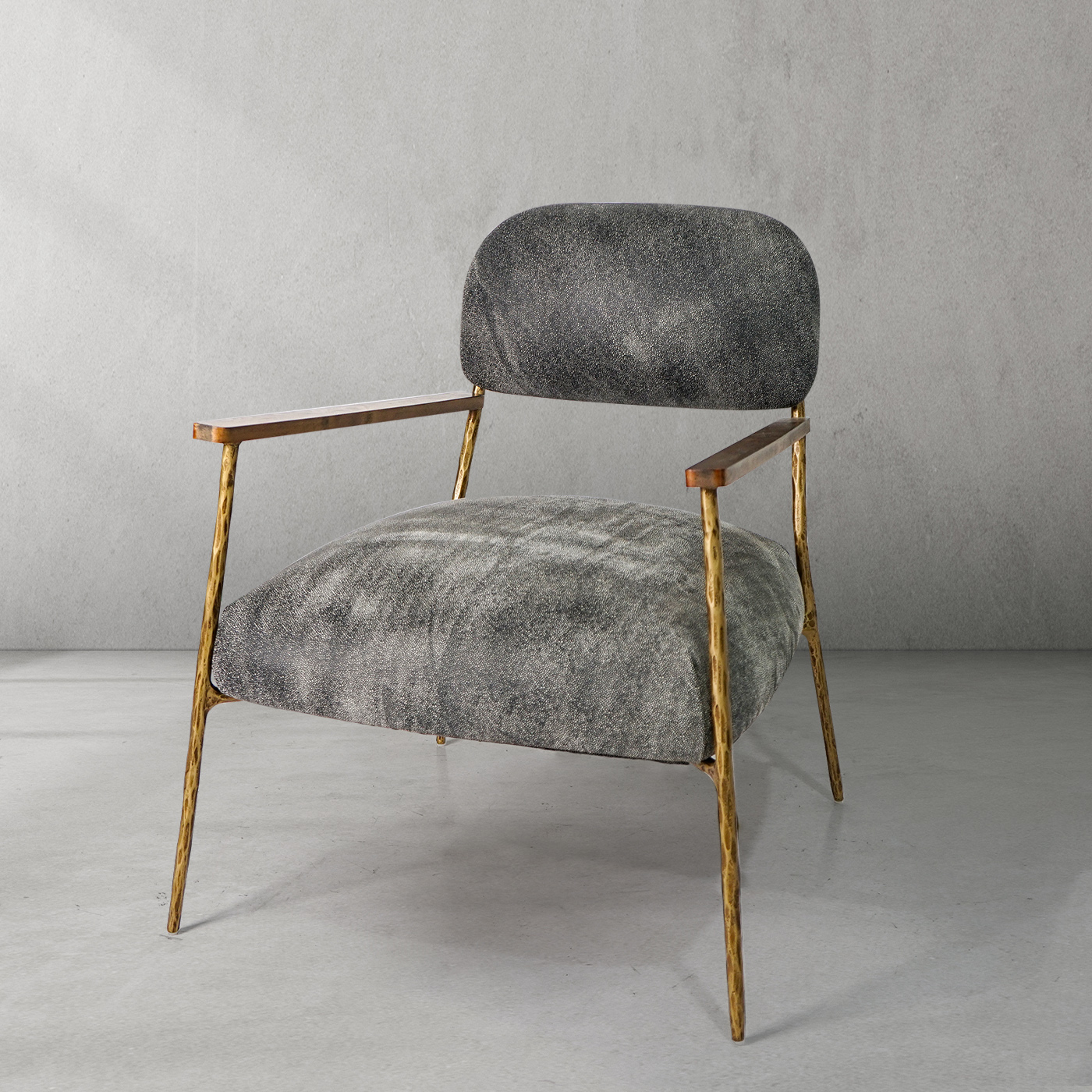 Thaddeus Grey Pearl Grain Leather Armchair