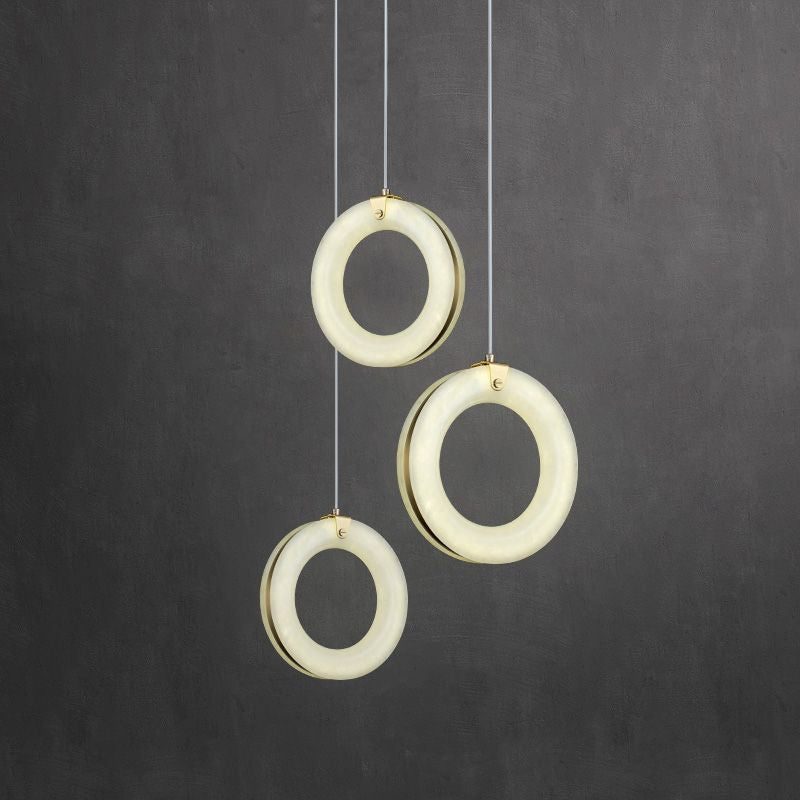 Ethereal Alabaster Lorry Toroid Staircase Chandelier