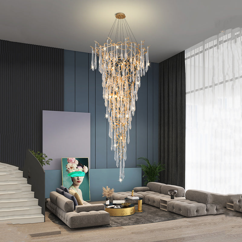 Amboise Crystal Droplet Branch Staircase Chandelier