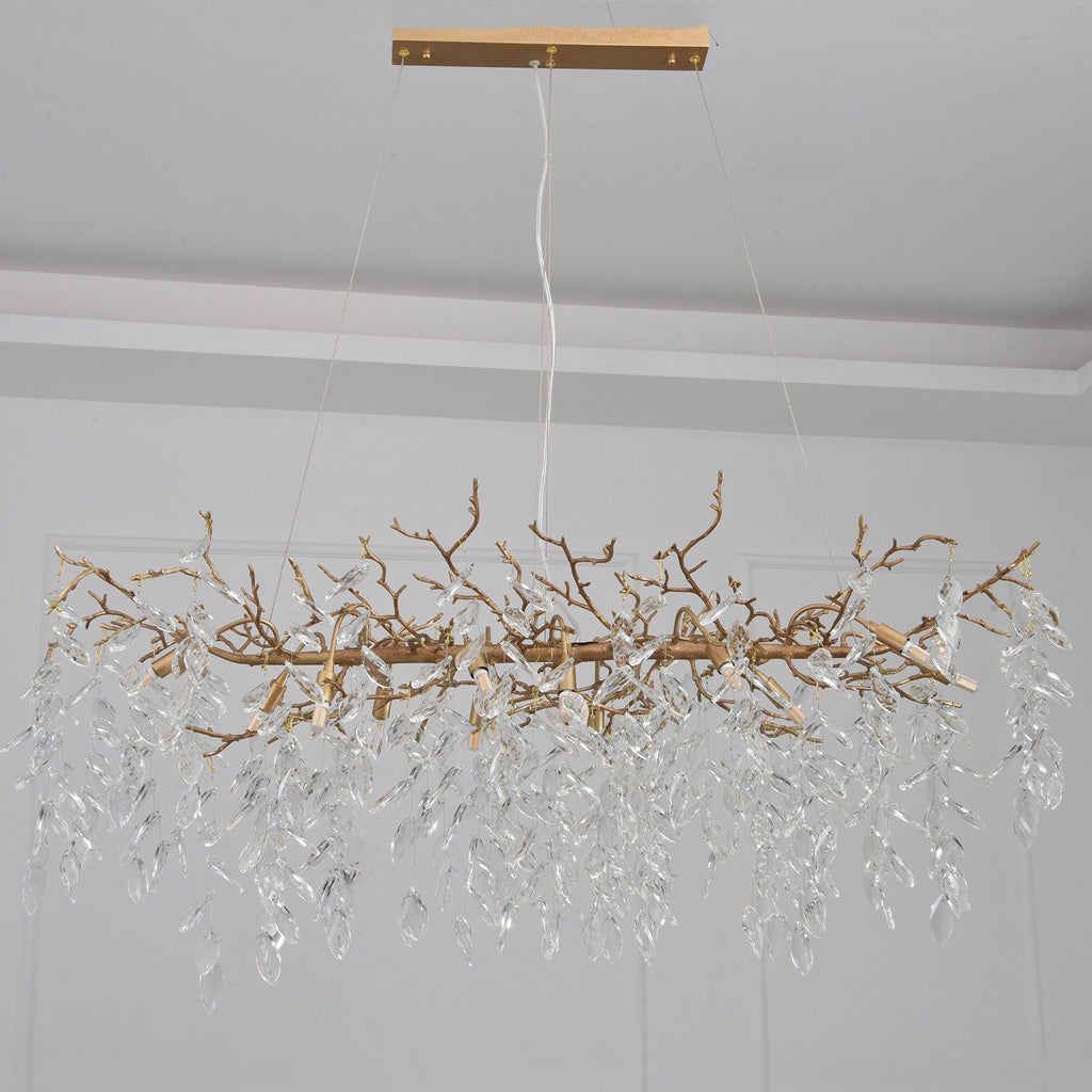 Drop shape Gold Clear Crystal Chandelier For Living Room