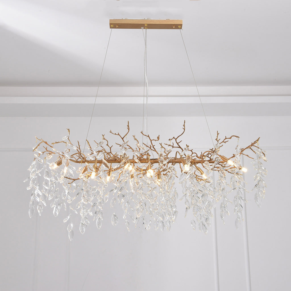 Drop shape Gold Clear Crystal Chandelier For Living Room