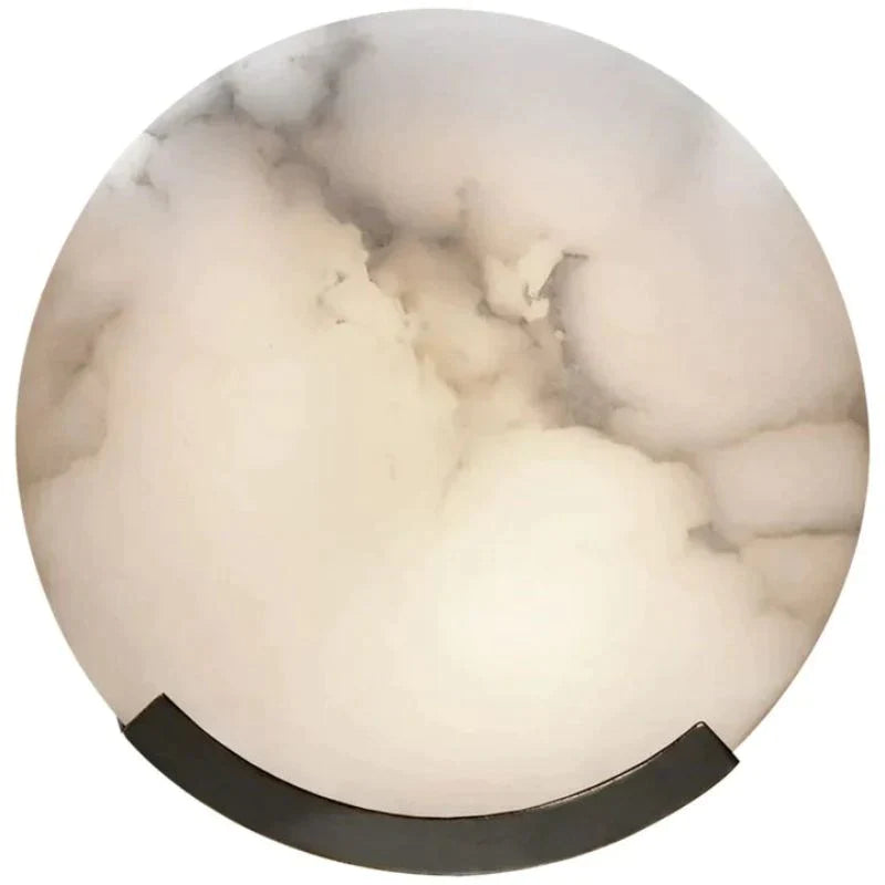 Kira Alabaster Round Plate Sconce, Modern Wall Lamp