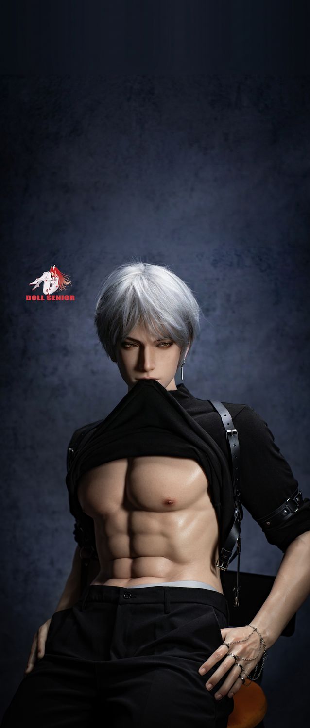 Doll Senior | 185cm/6ft1 Cold Edgy Handsome Silver‑hair Muscular Male Silicone Sex Doll - Baijin