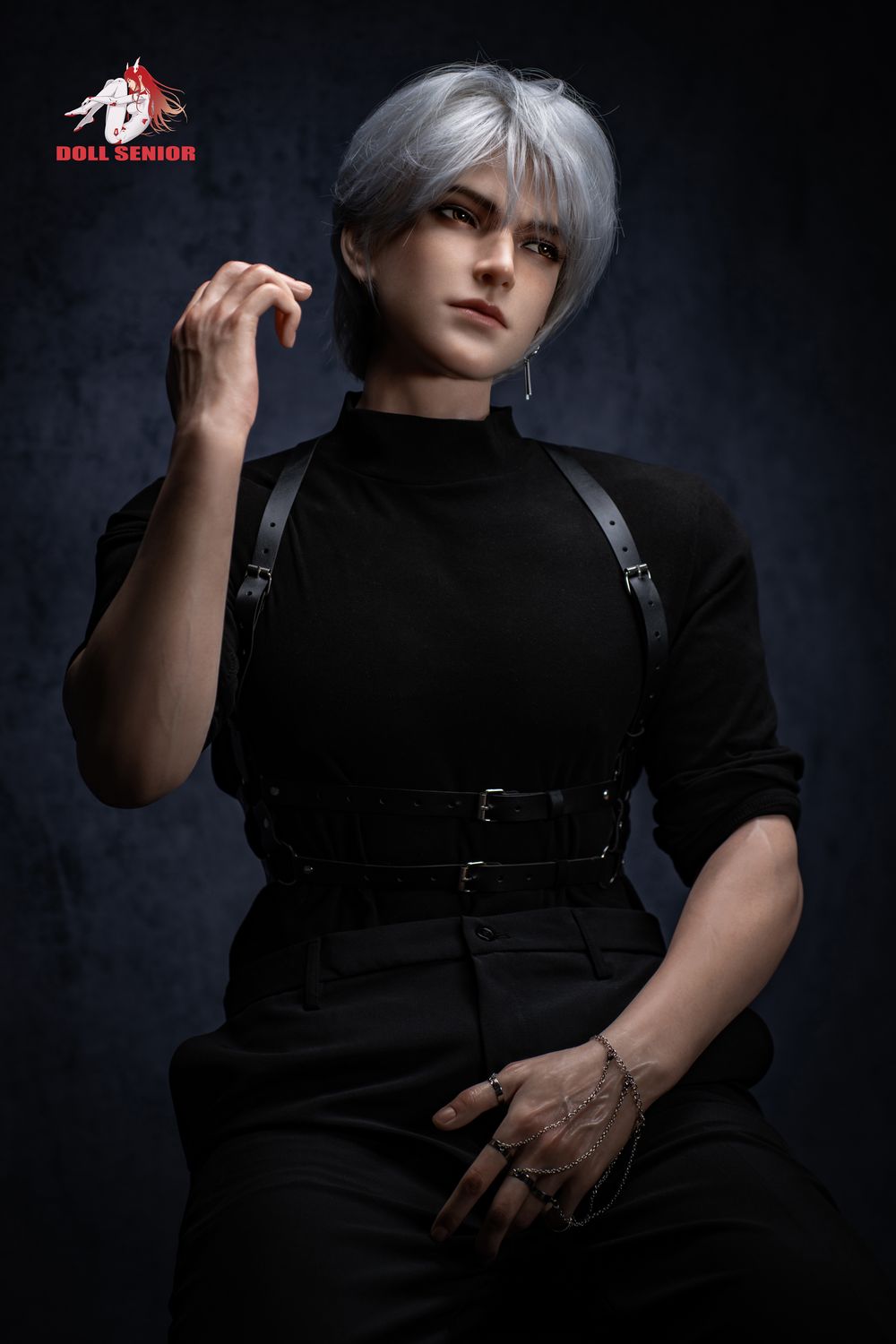 Doll Senior | 185cm/6ft1 Cold Edgy Handsome Silver‑hair Muscular Male Silicone Sex Doll - Baijin