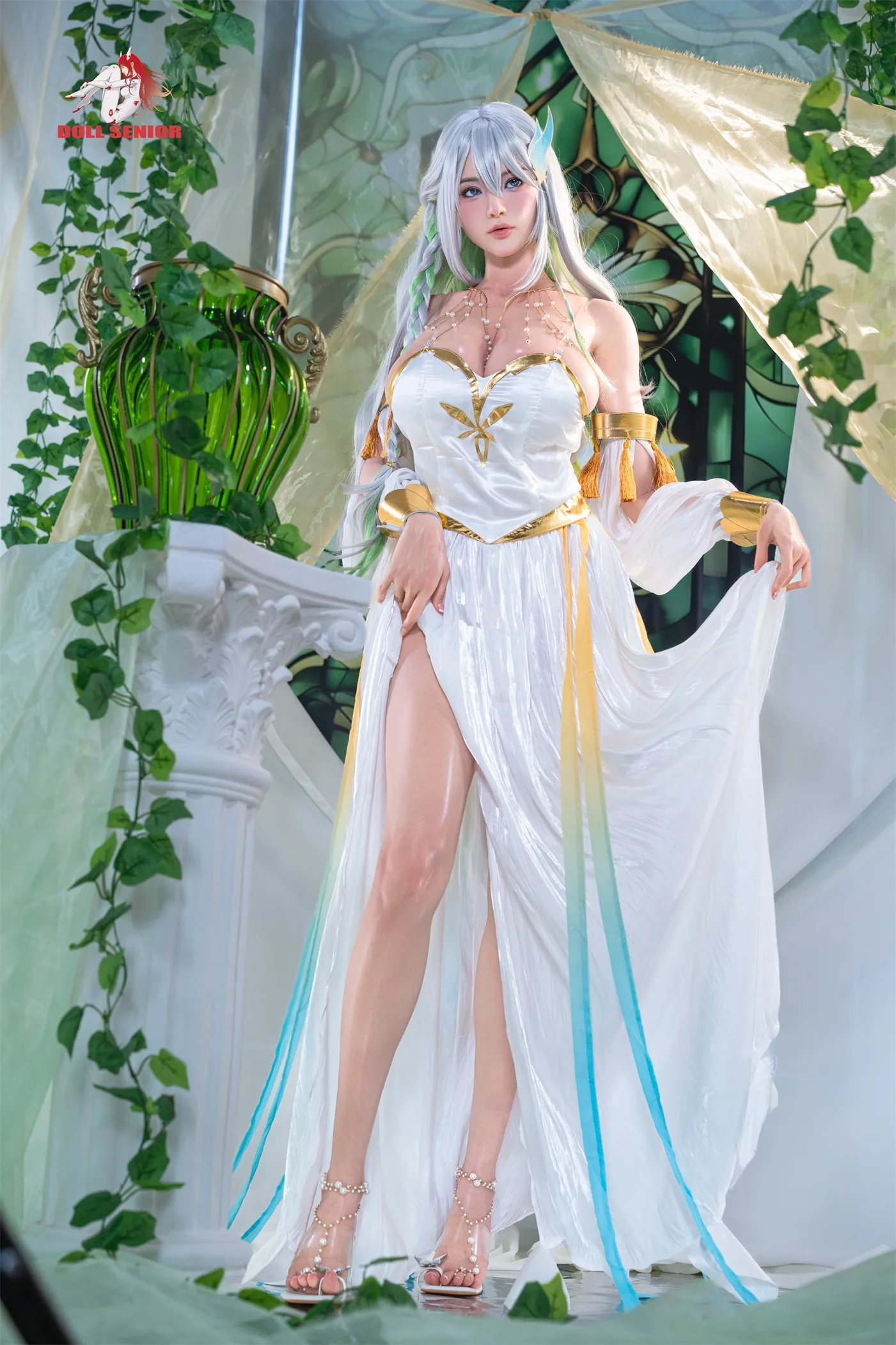 Doll Senior | 175cm/5ft9 Huge Breasts Glamorous Anime Silver‑hair Goddess Silicone Sex Doll - Aquarius