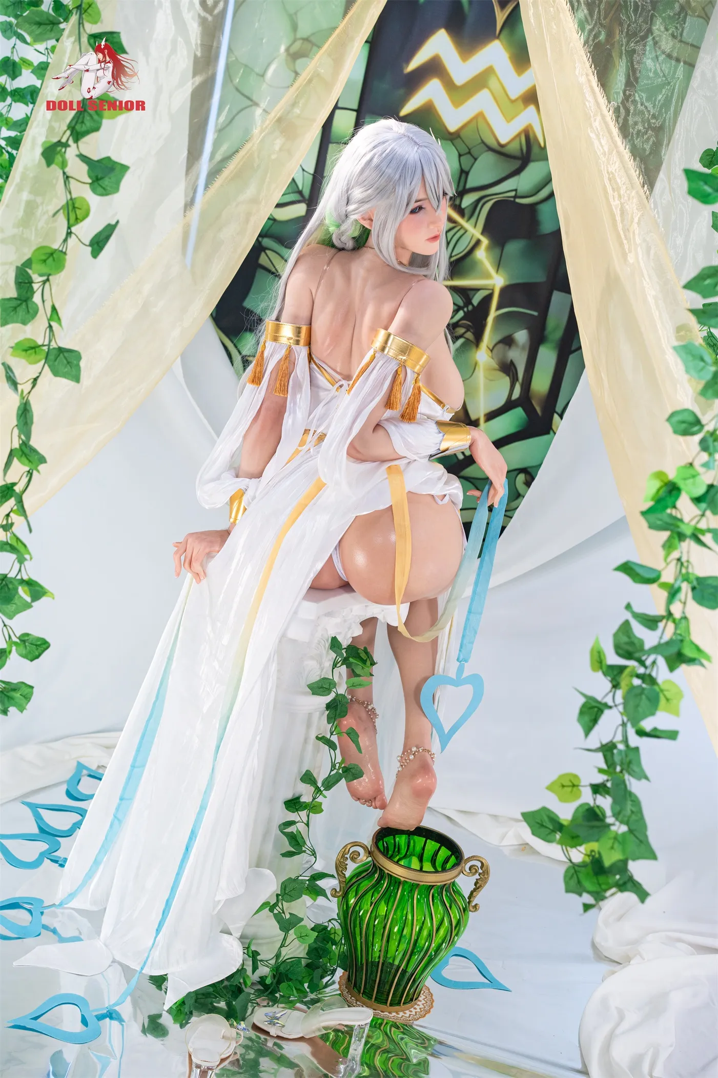 Doll Senior | 175cm/5ft9 Huge Breasts Glamorous Anime Silver‑hair Goddess Silicone Sex Doll - Aquarius