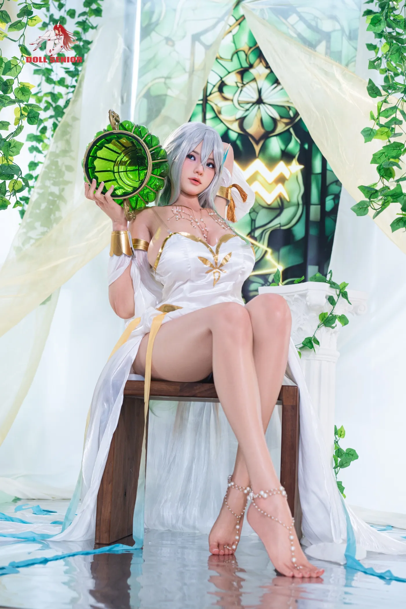 Doll Senior | 175cm/5ft9 Huge Breasts Glamorous Anime Silver‑hair Goddess Silicone Sex Doll - Aquarius