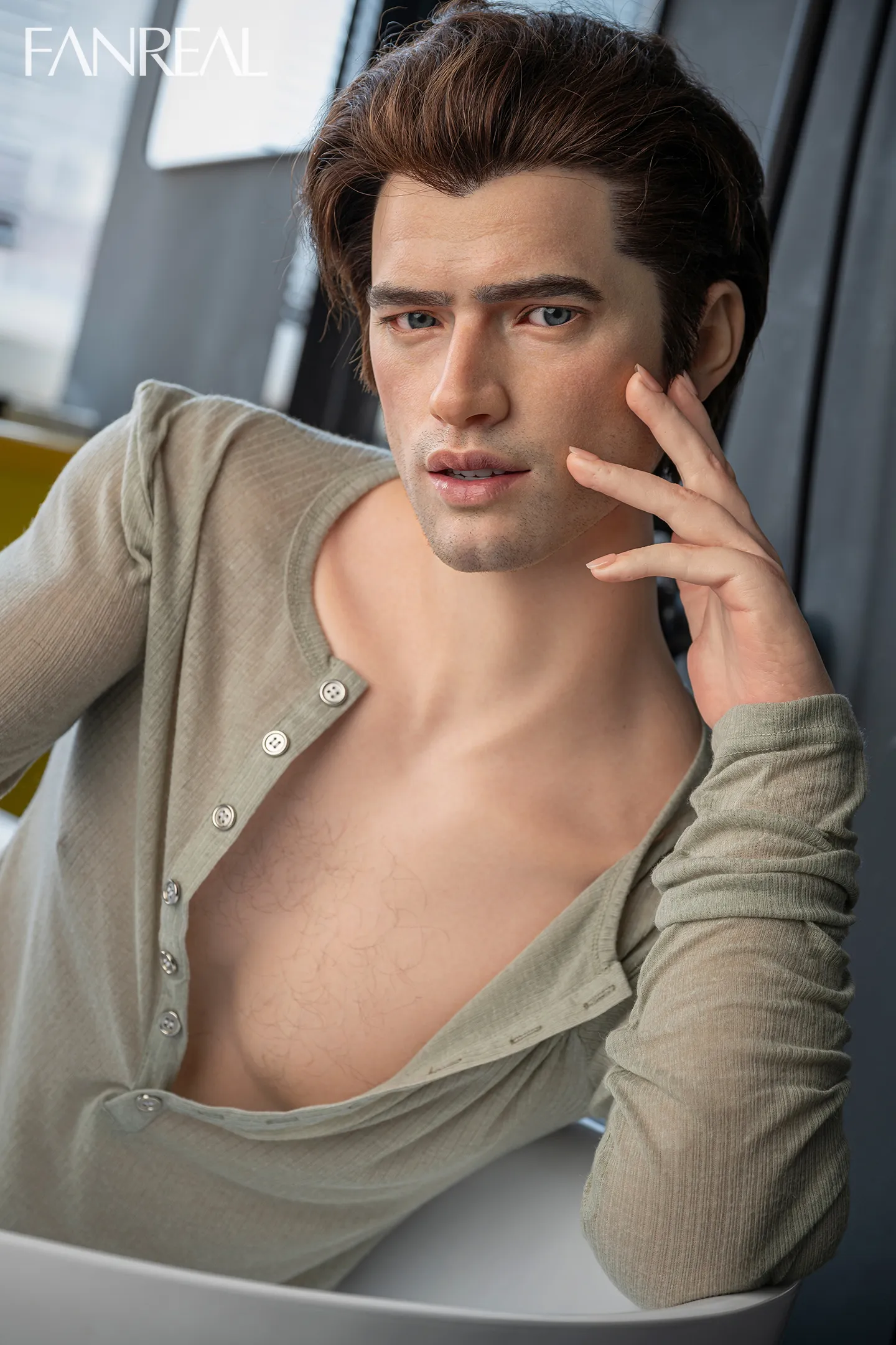 FanReal | 173cm/5ft8 Mature Handsome Rugged Brooding Hunk Male Realistic Silicone Sex Doll  - Carter 