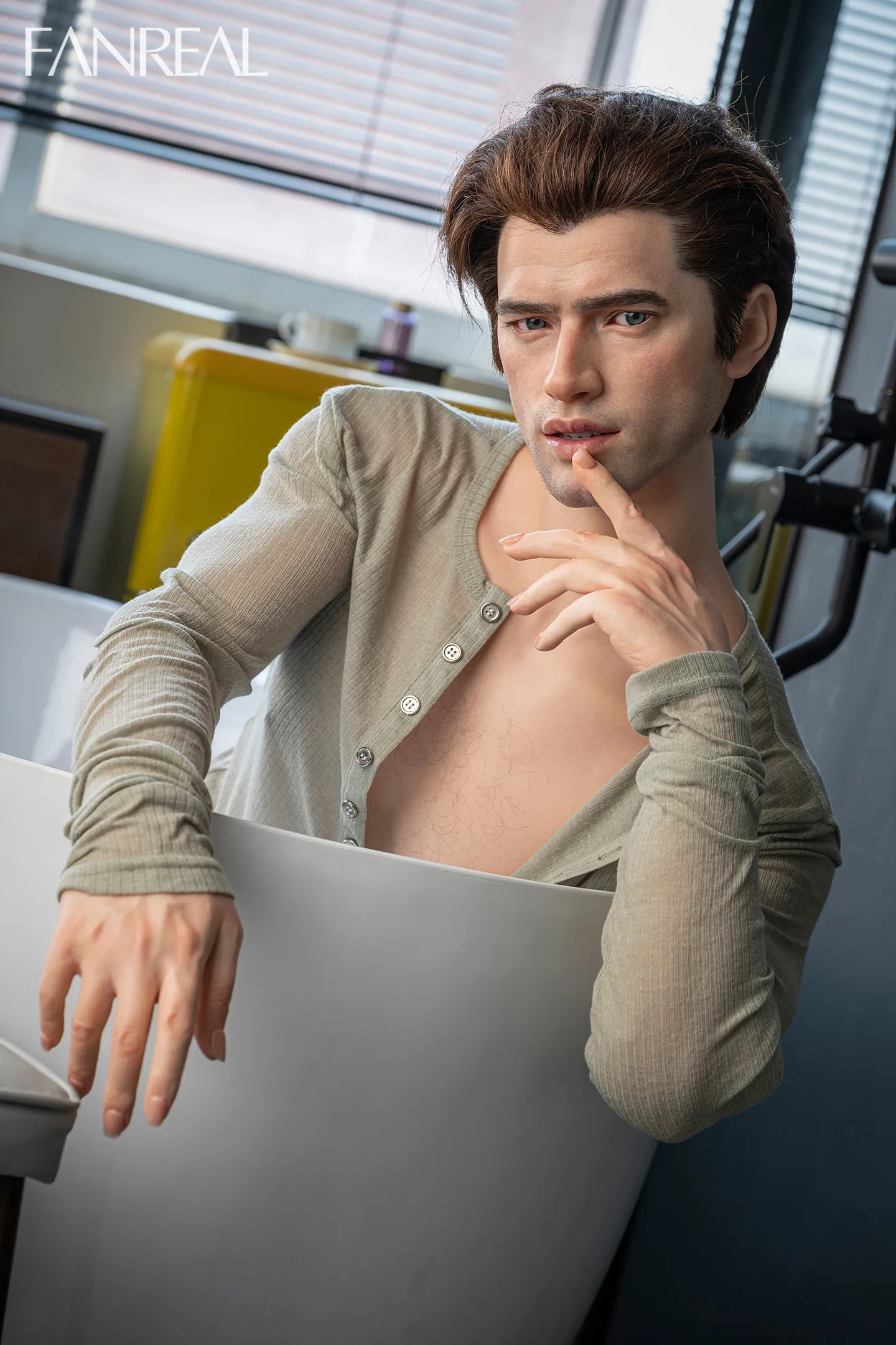 FanReal | 173cm/5ft8 Mature Handsome Rugged Brooding Hunk Male Realistic Silicone Sex Doll  - Carter 