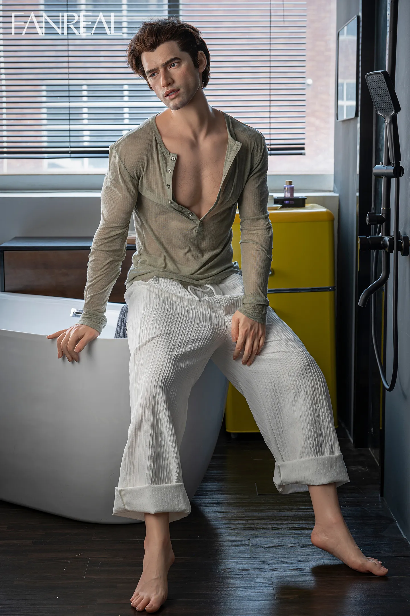 FanReal | 173cm/5ft8 Mature Handsome Rugged Brooding Hunk Male Realistic Silicone Sex Doll  - Carter 