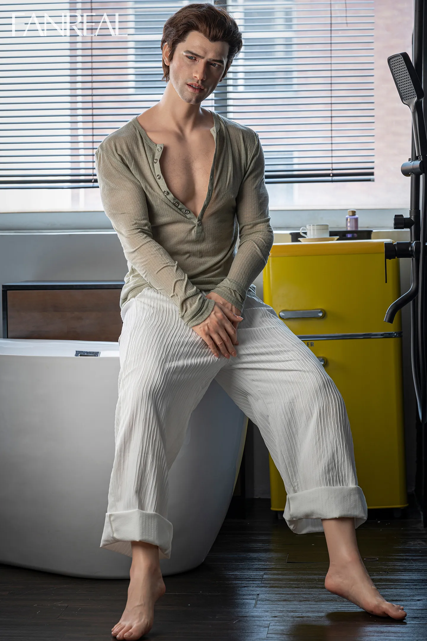 FanReal | 173cm/5ft8 Mature Handsome Rugged Brooding Hunk Male Realistic Silicone Sex Doll  - Carter 