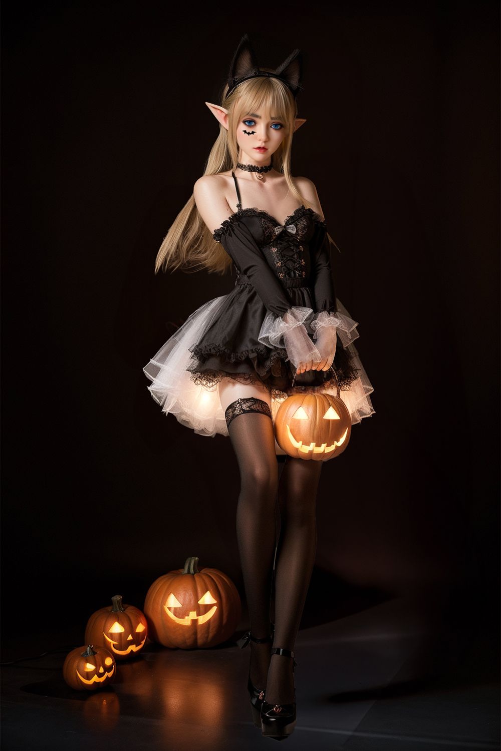 SY Doll | 150cm/4ft9 Flat Breasts Seductive Gothic Little Devil Halloween Realistic Silicone Sex Doll - Abigil