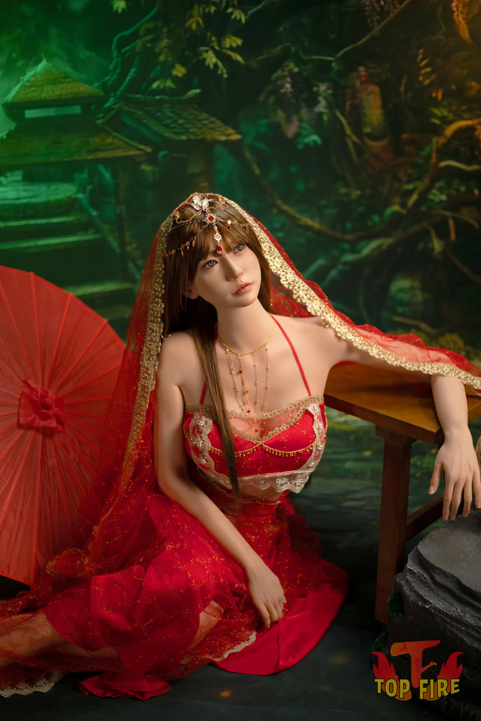 Top Fire | 170cm/5ft7 Enigmatic Exotic Asian Princess Cosplay Realistic Silicone Sex Doll - Jing 