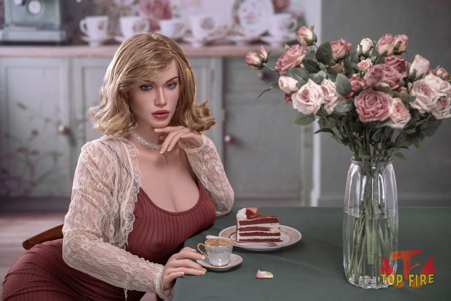 Top Fire | 174cm/5ft9 Elegance Mature Blonde Chubby Lady Realistic Silicone Sex Doll - Violet