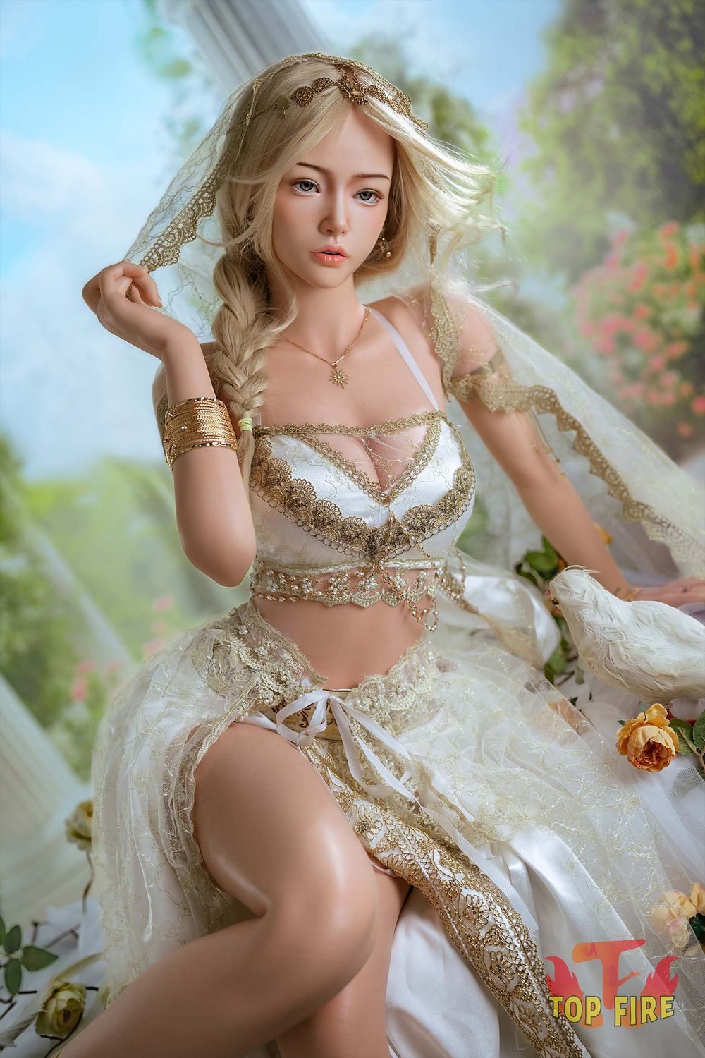 Top Fire | 164cm/5ft5 Charming Angelic Blonde Princess Realistic Silicone Sex Doll - Victoria