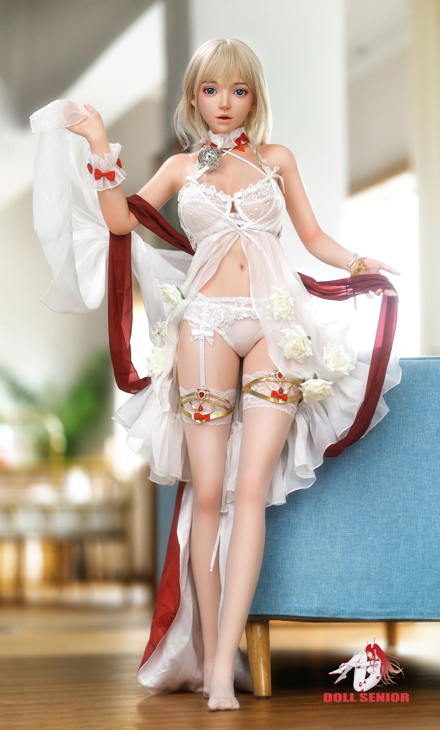 Doll Senior | 150cm/4ft11 Small Breasts Blonde Asian Sweet Cosplay Silicone Sex Doll - Jike