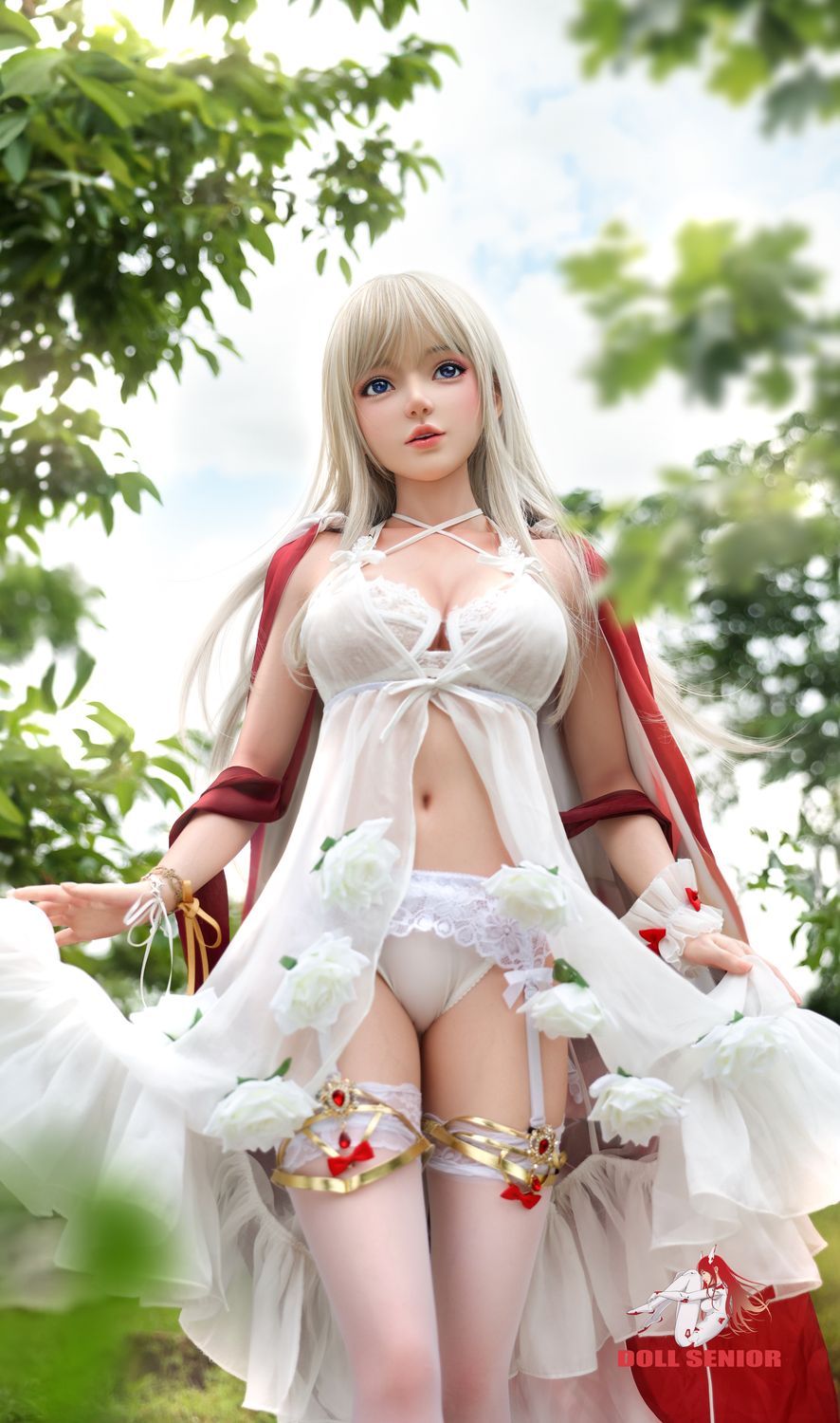 Doll Senior | 150cm/4ft11 Small Breasts Blonde Asian Sweet Cosplay Silicone Sex Doll - Jike