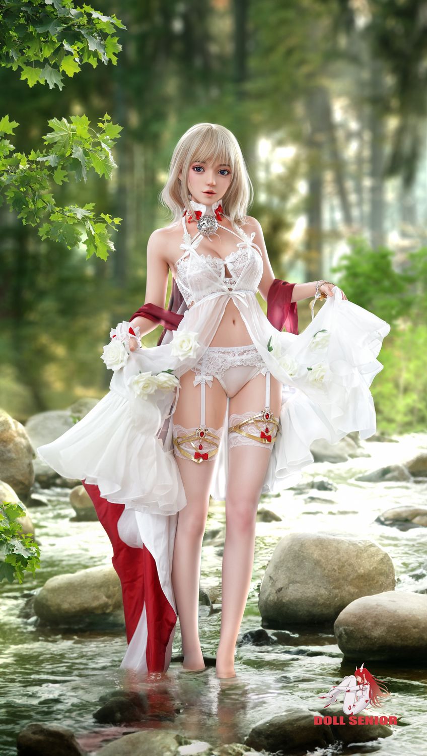 Doll Senior | 150cm/4ft11 Small Breasts Blonde Asian Sweet Cosplay Silicone Sex Doll - Jike