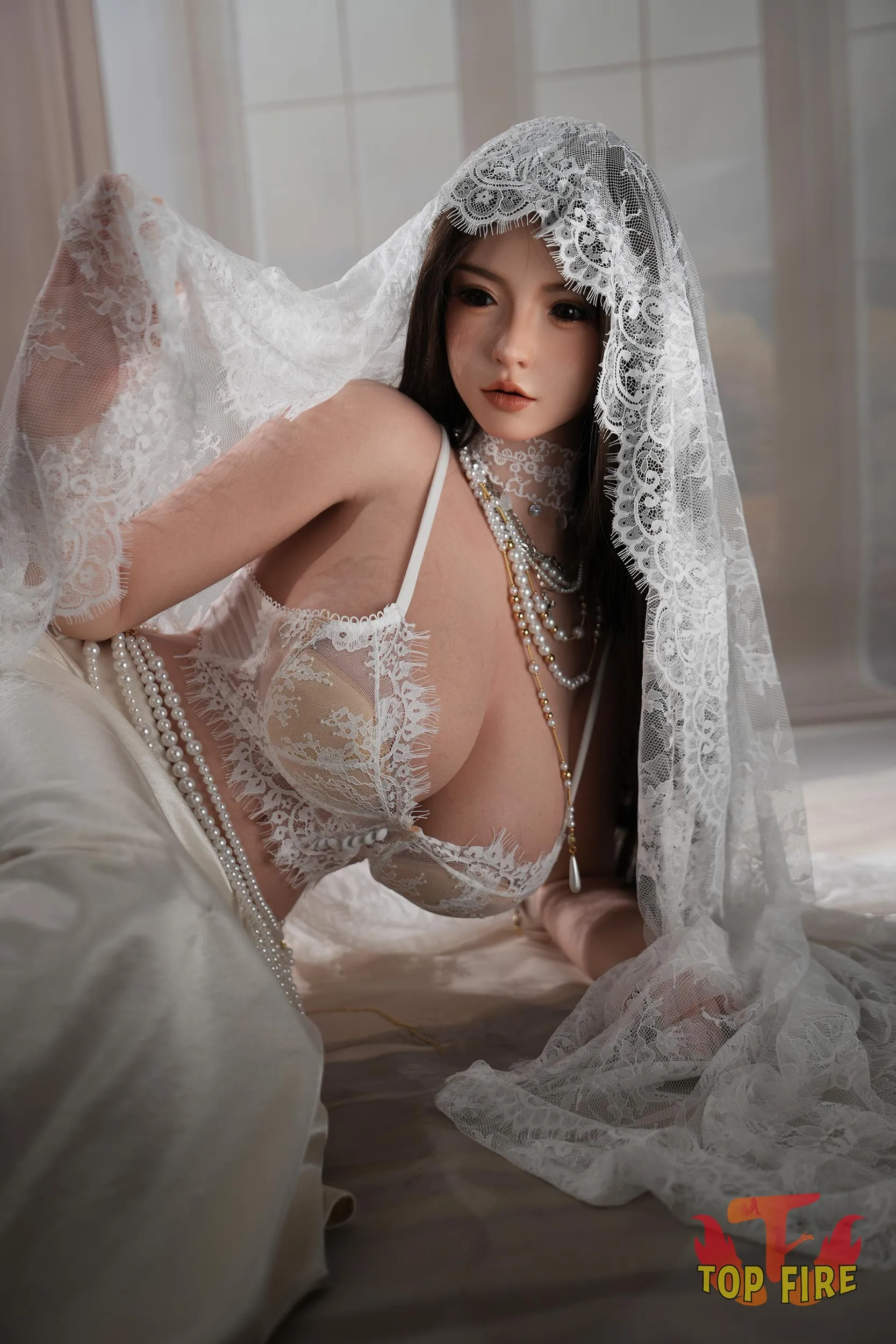Top Fire | 162cm/5ft4 Seductive Asian Lovely Bride Cosplay Realistic Silicone Sex Doll - Grace