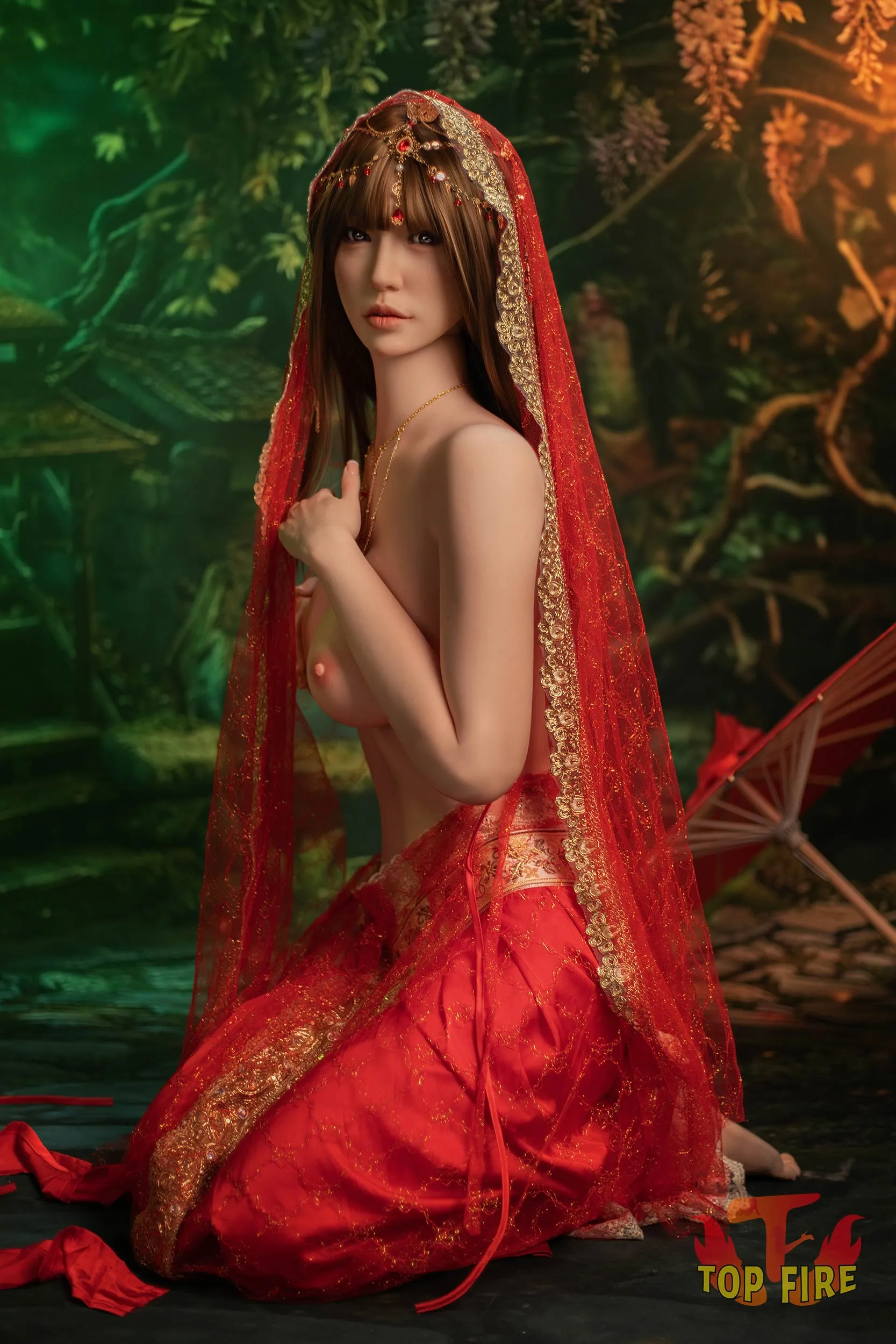 Top Fire | 170cm/5ft7 Enigmatic Exotic Asian Princess Cosplay Realistic Silicone Sex Doll - Jing 