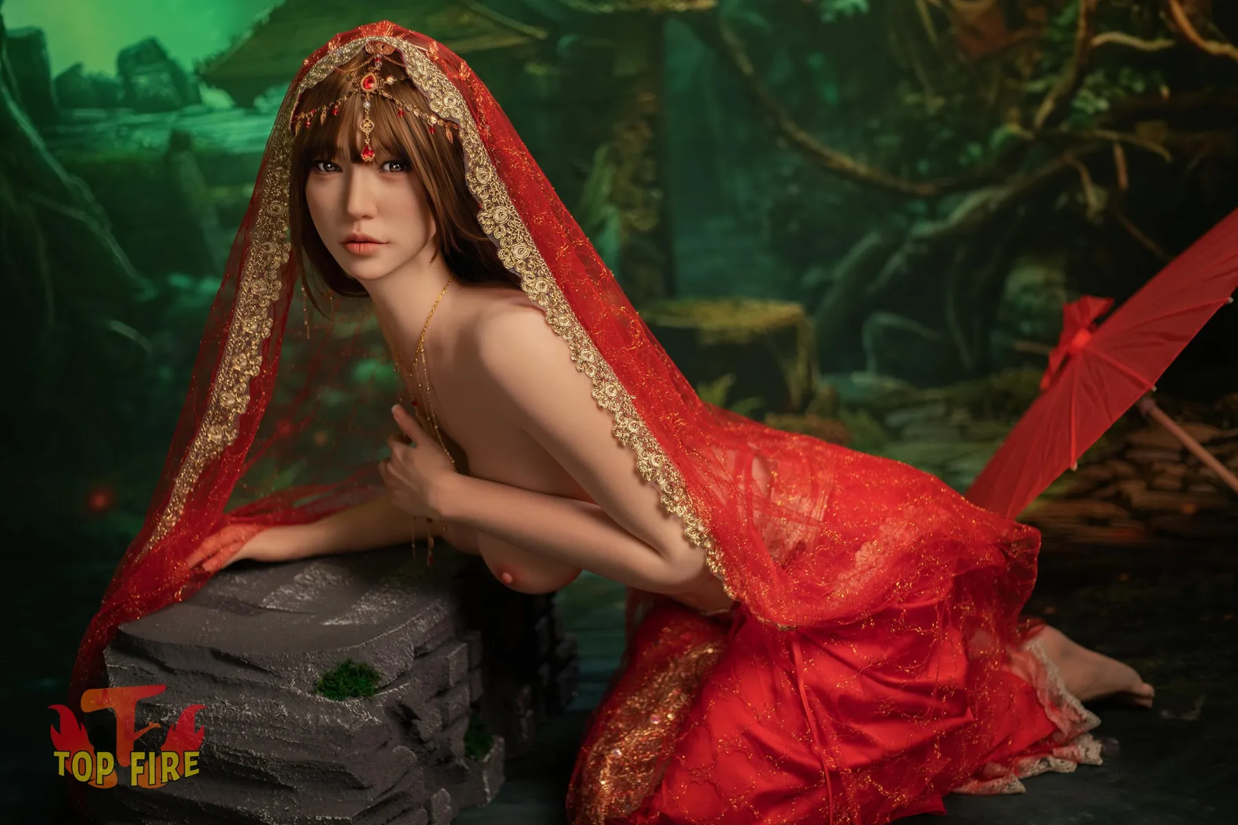 Top Fire | 170cm/5ft7 Enigmatic Exotic Asian Princess Cosplay Realistic Silicone Sex Doll - Jing 