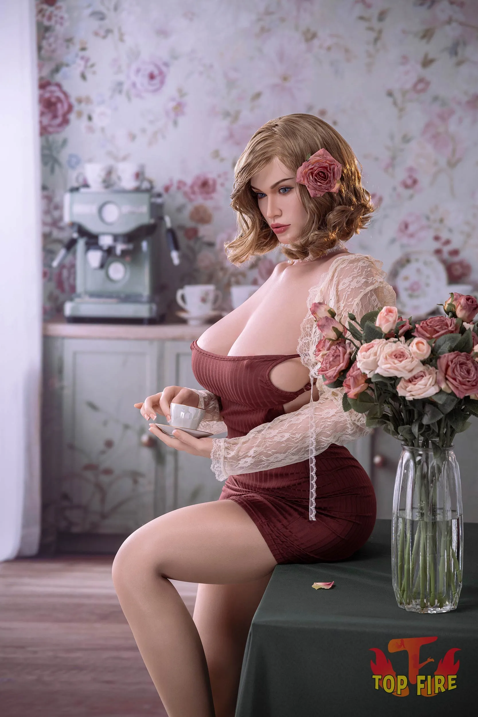 Top Fire | 174cm/5ft9 Elegance Mature Blonde Chubby Lady Realistic Silicone Sex Doll - Violet