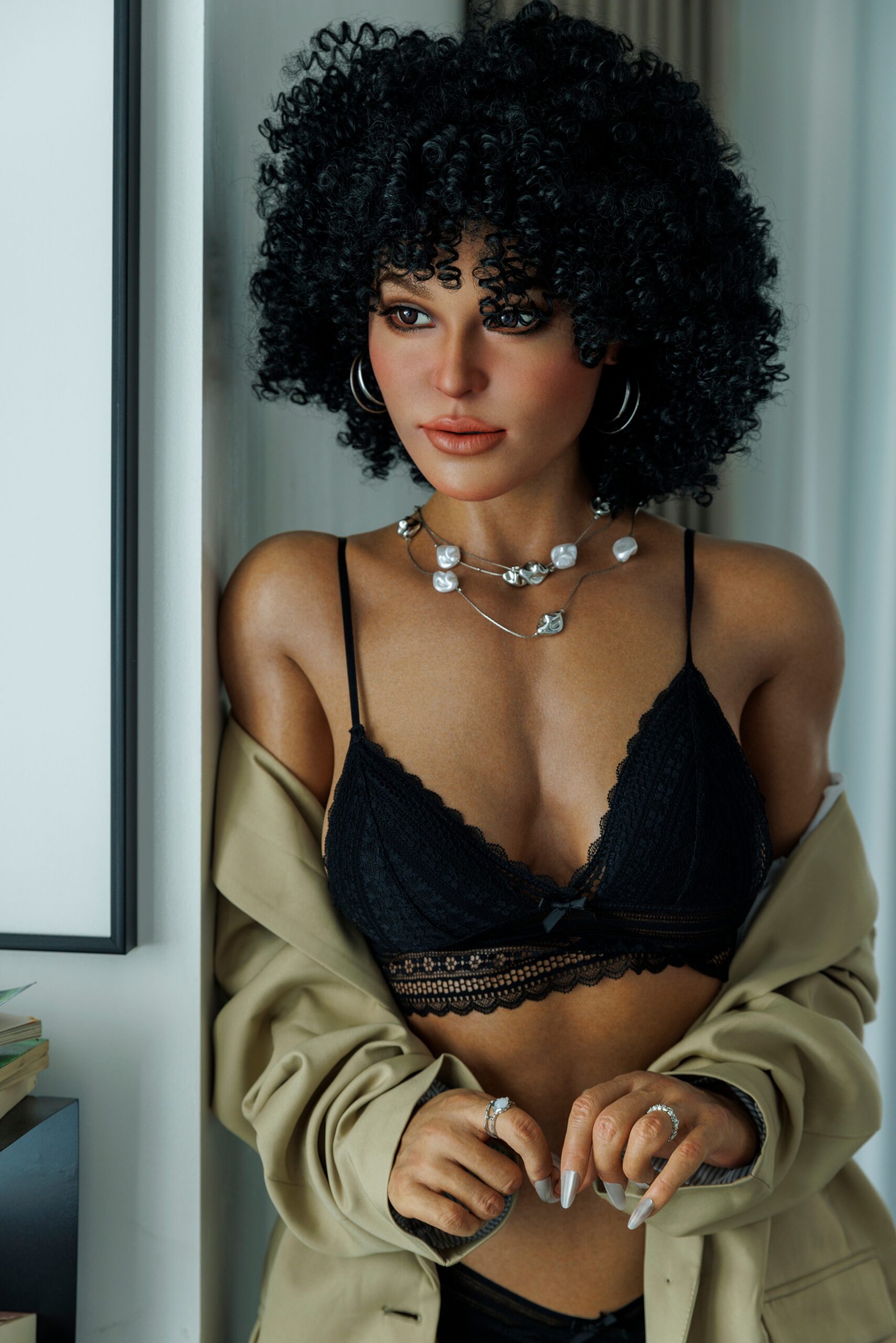 IDO Doll | 5ft 7/169cm LifeLike C-Cup Silicone Sex Doll With Curly Short Hair, ROS Head #ID4S - Selena